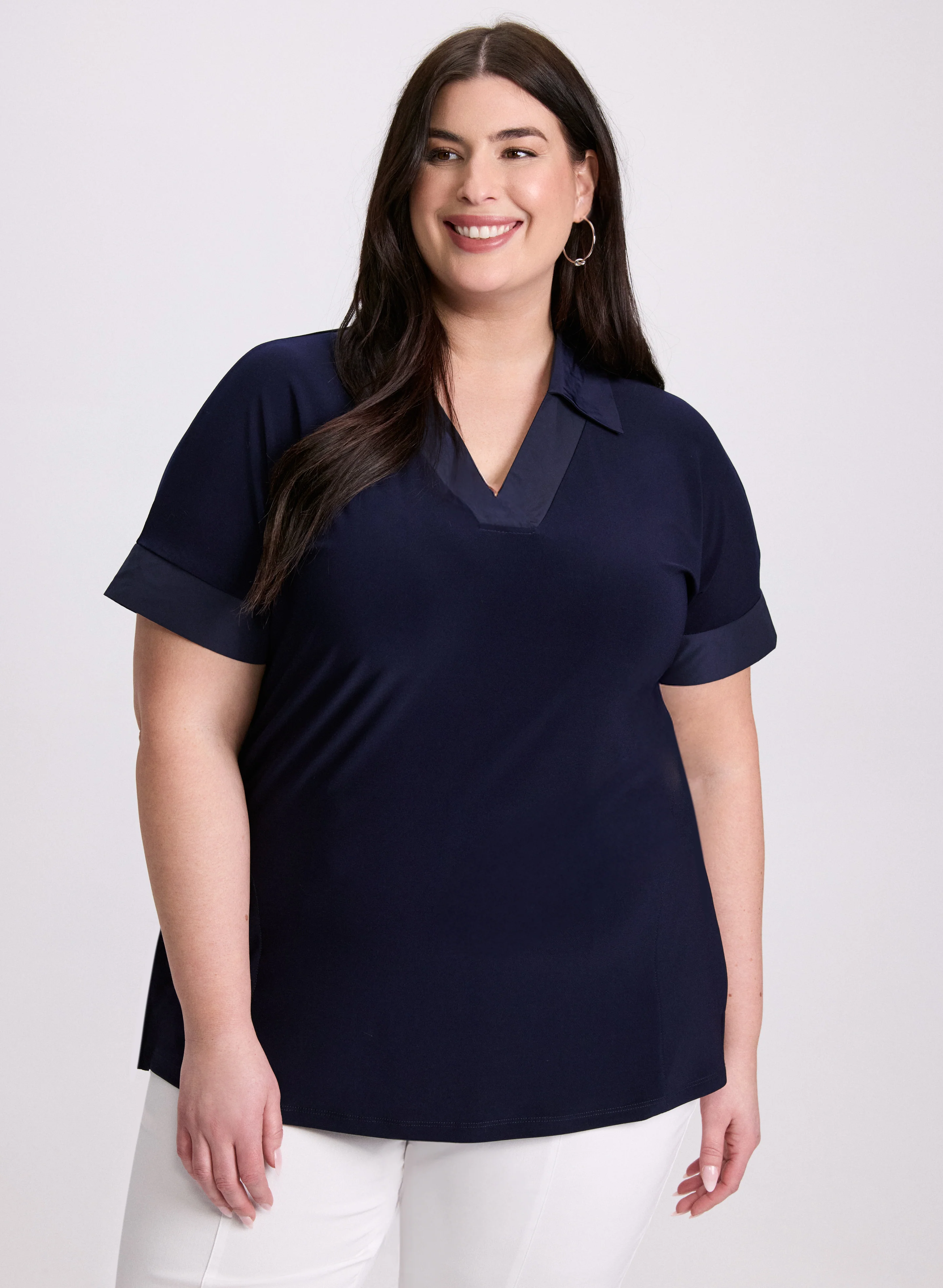 Joseph Ribkoff - Tonal Trim Polo Top