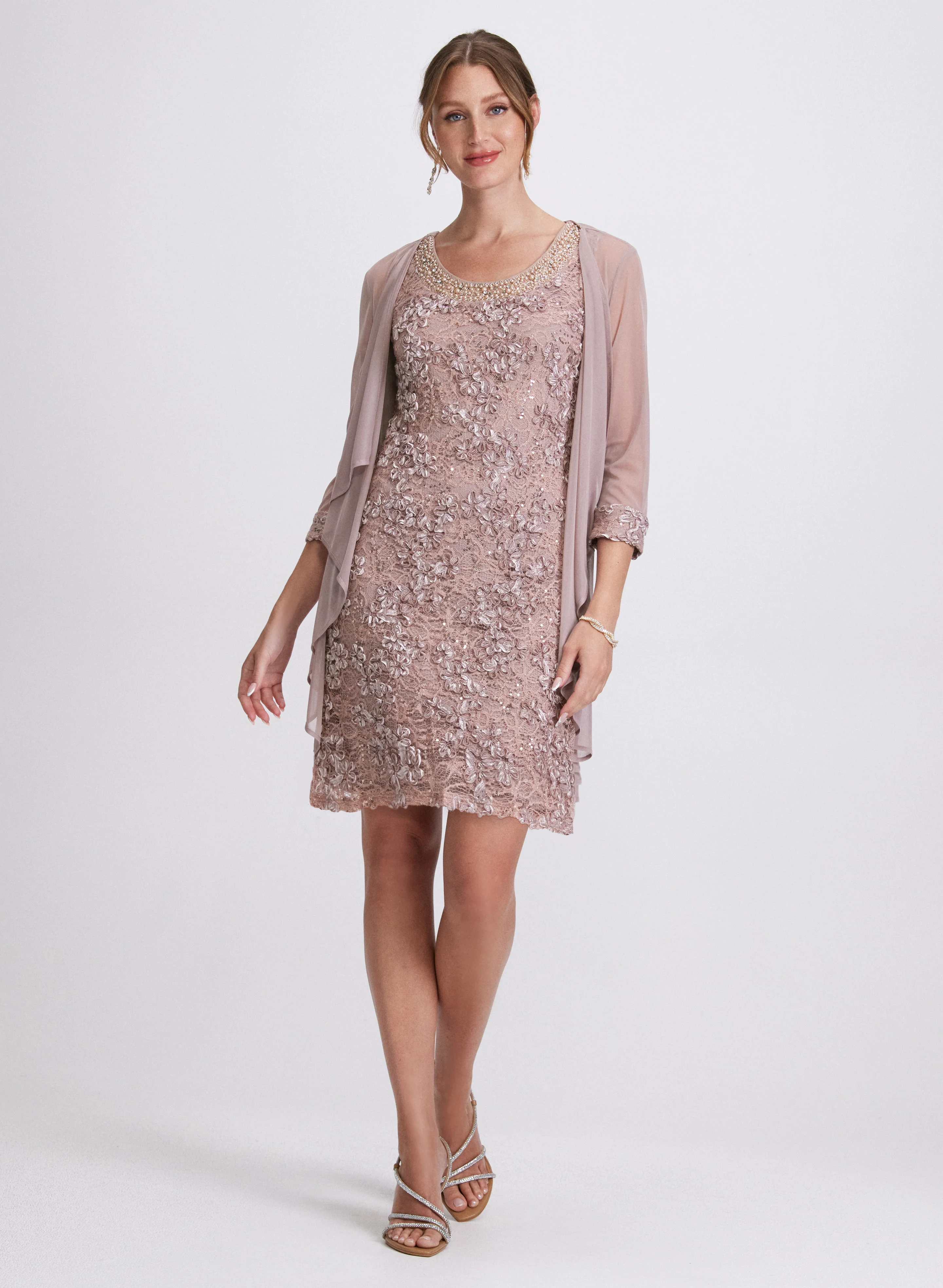 Soutache Embroidered Dress & Jacket Set