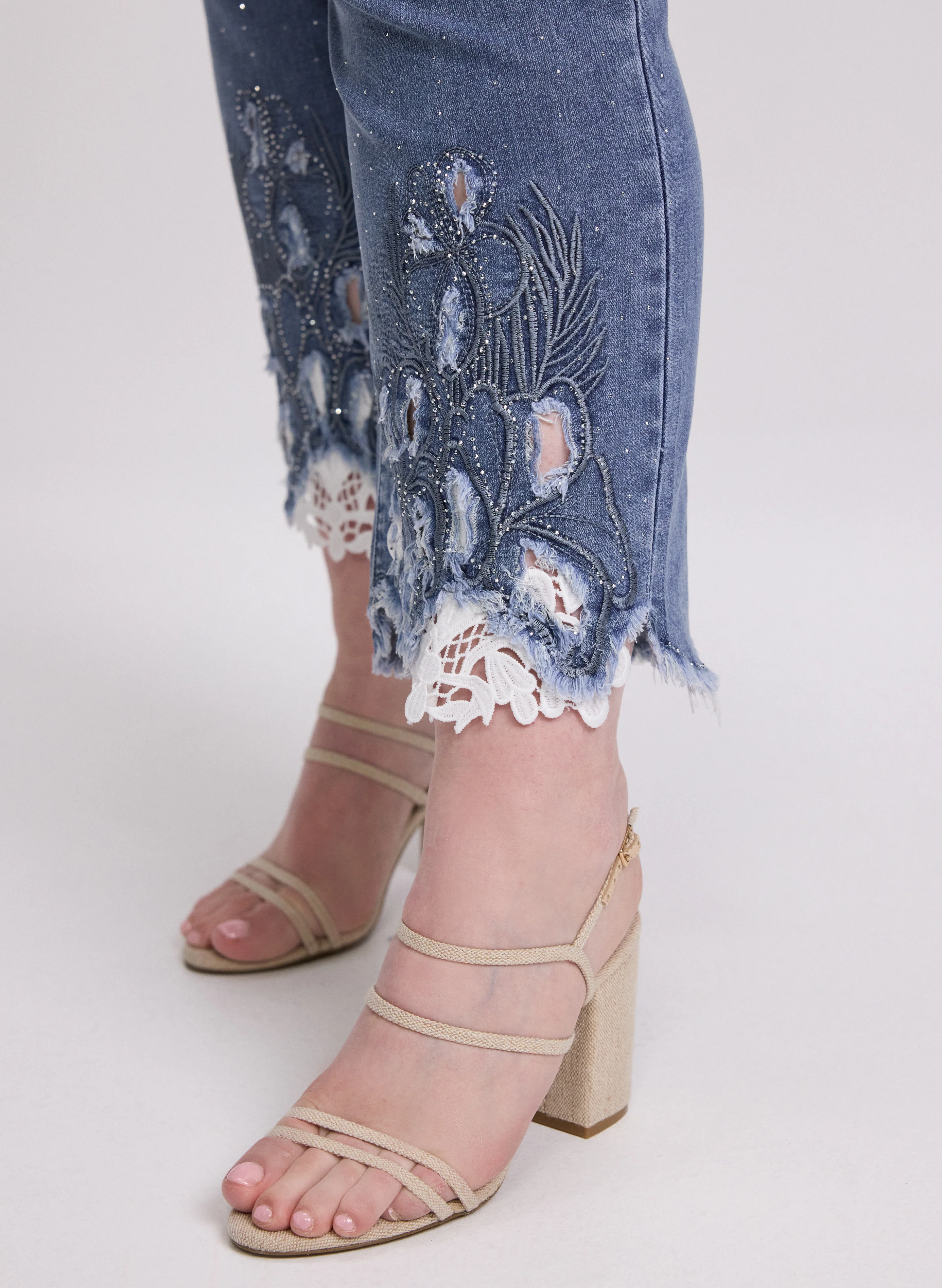 Joseph Ribkoff - Lace Insert Flare-Leg Jeans