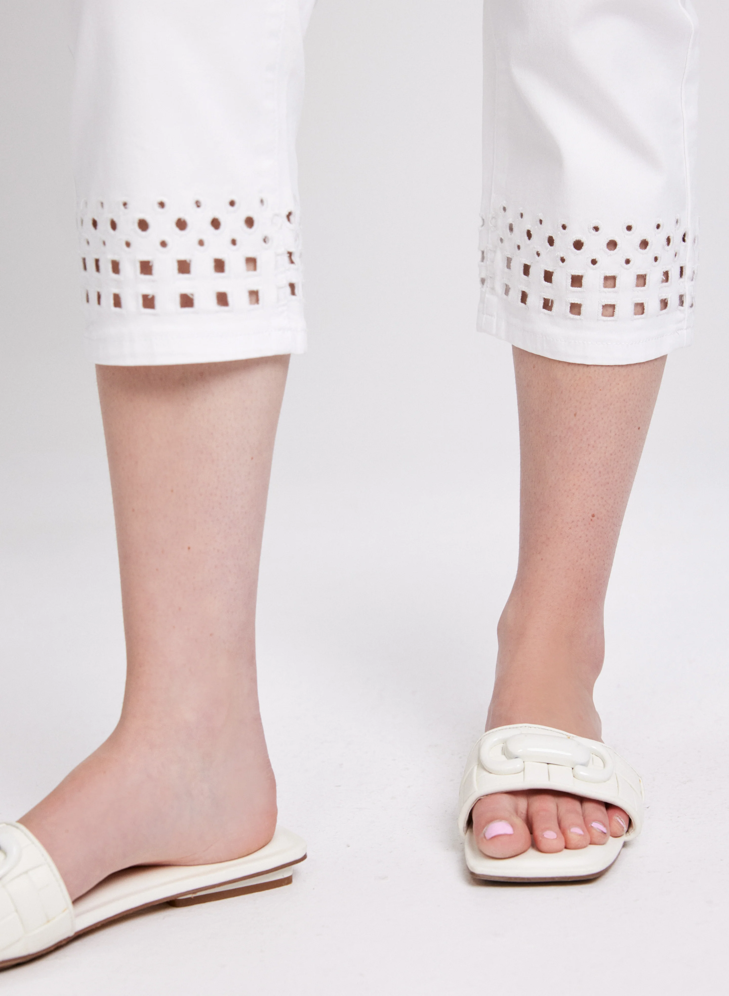 Perforated Denim Capris