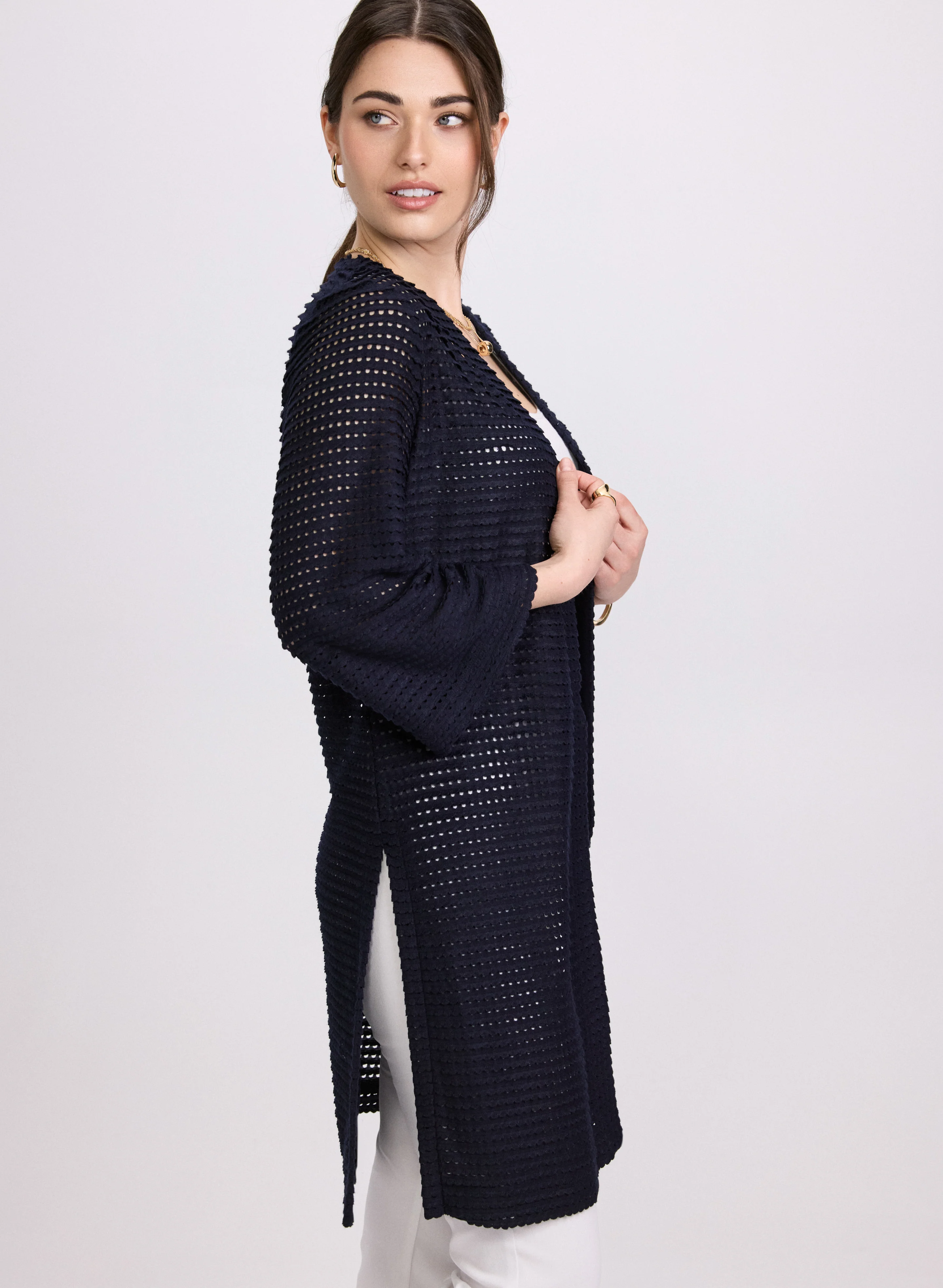 Long Open Knit Cardigan