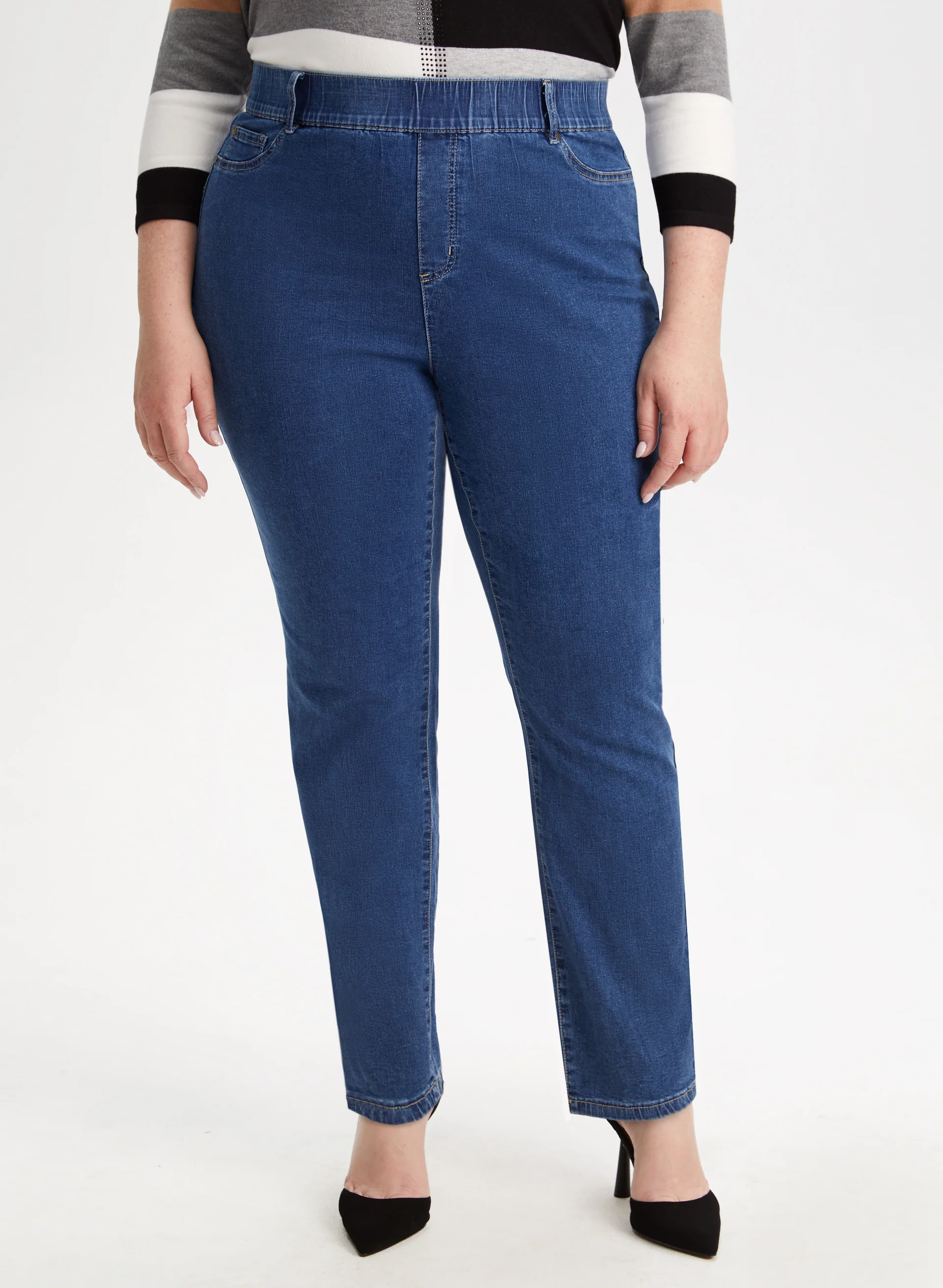 Straight Leg Pull-On Jeans