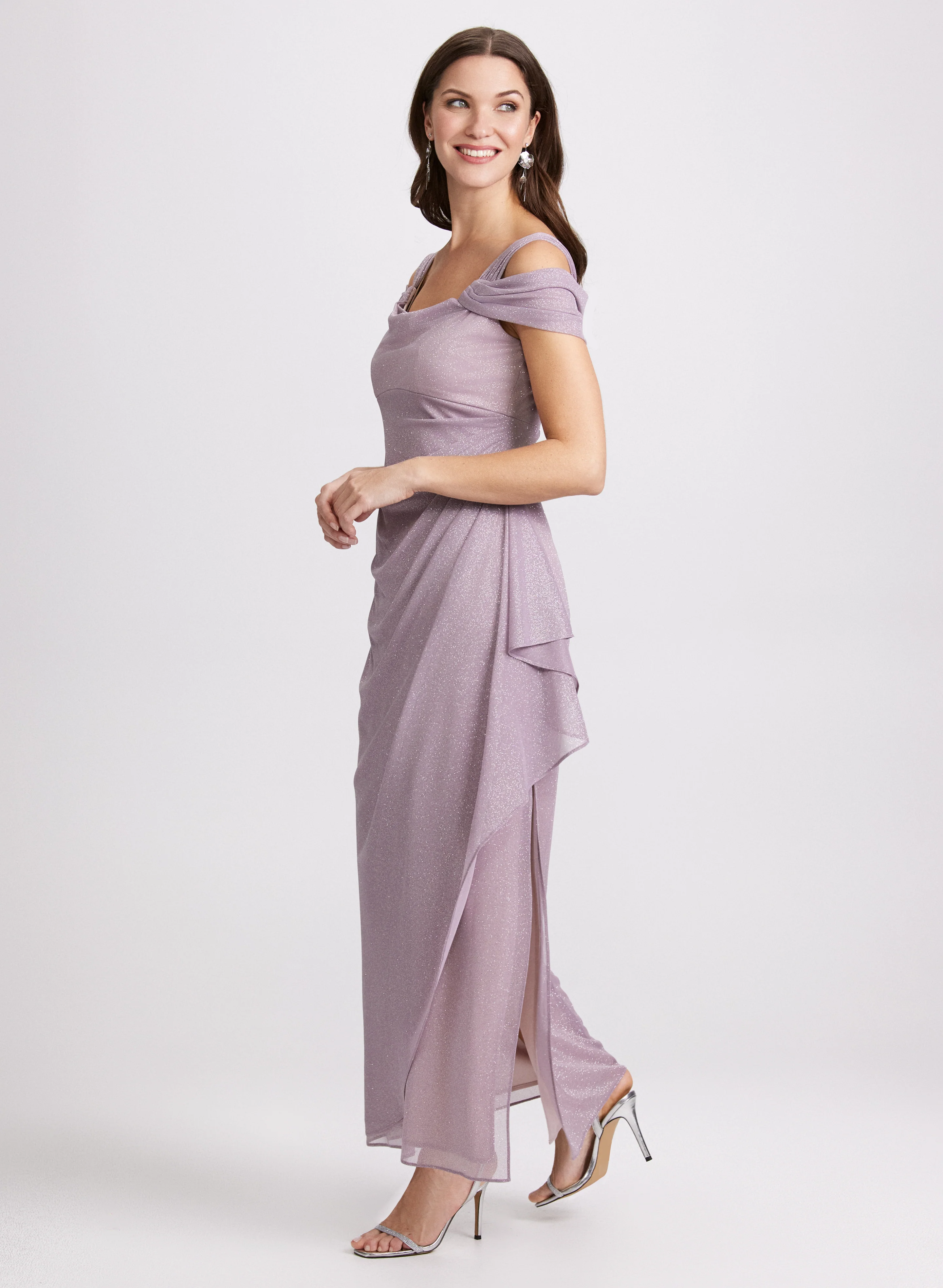 Glitter Cold Shoulder Dress