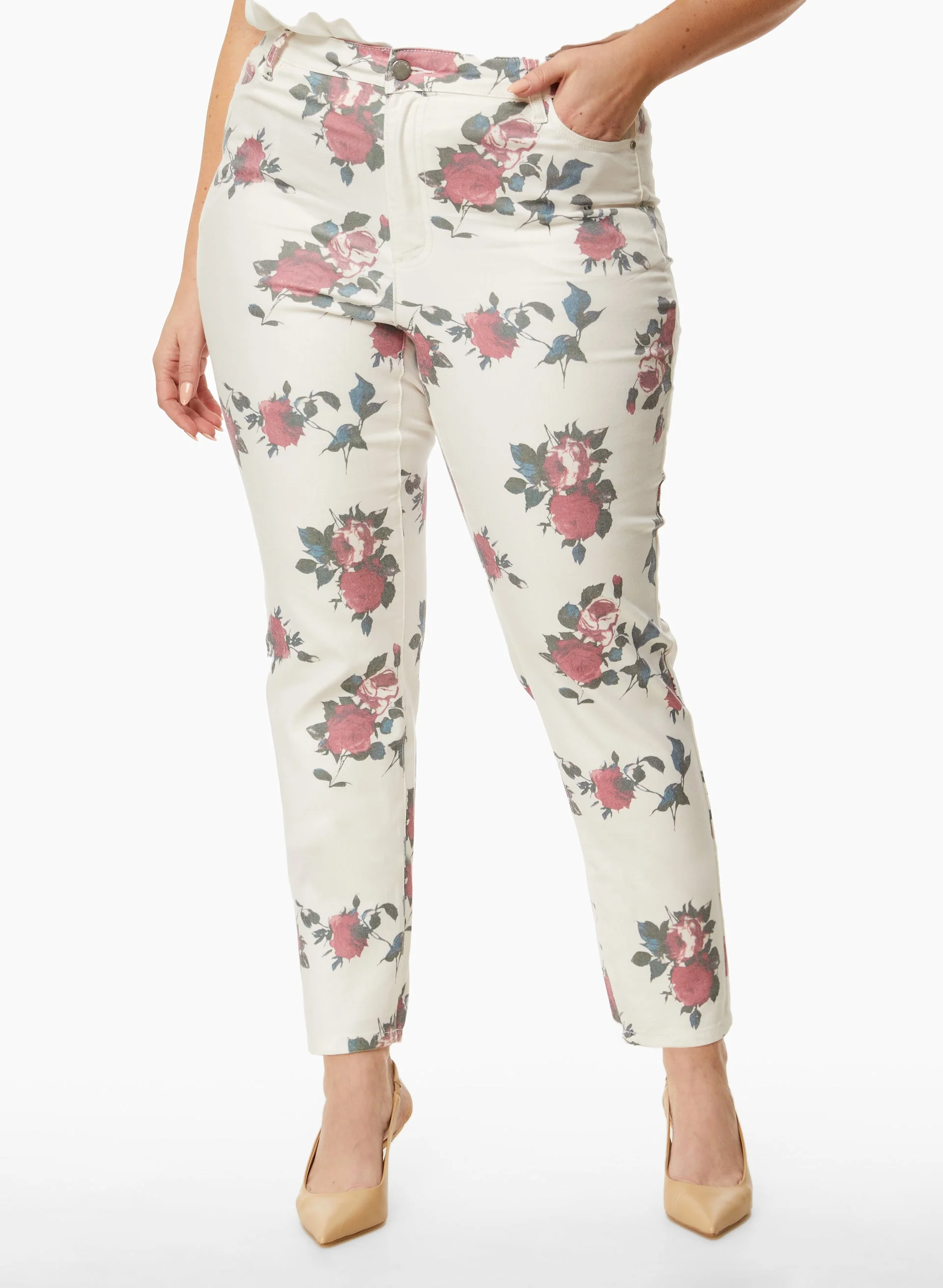 Floral Print Slim Leg Jeans