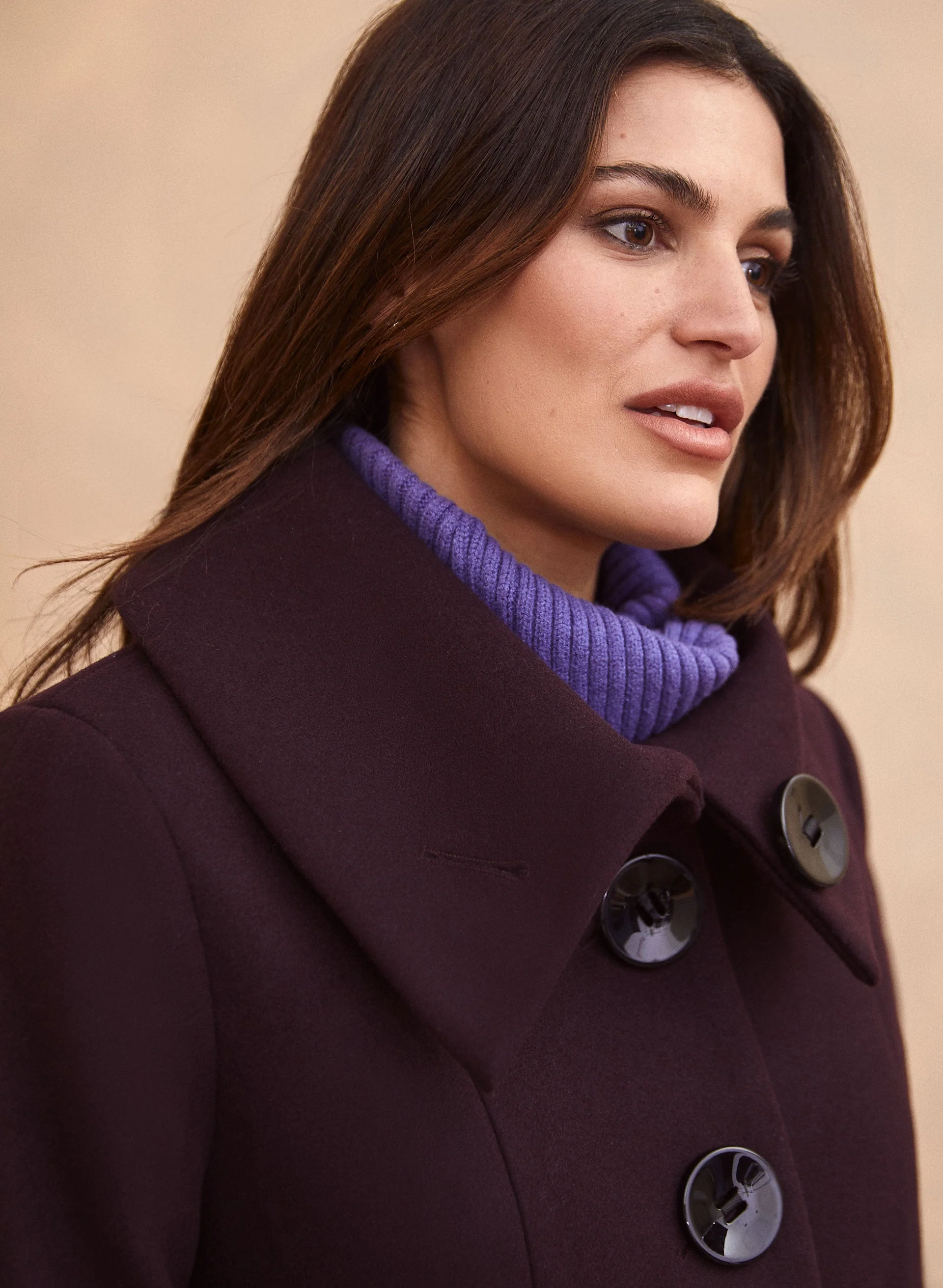 Stretch Wool Blend Coat