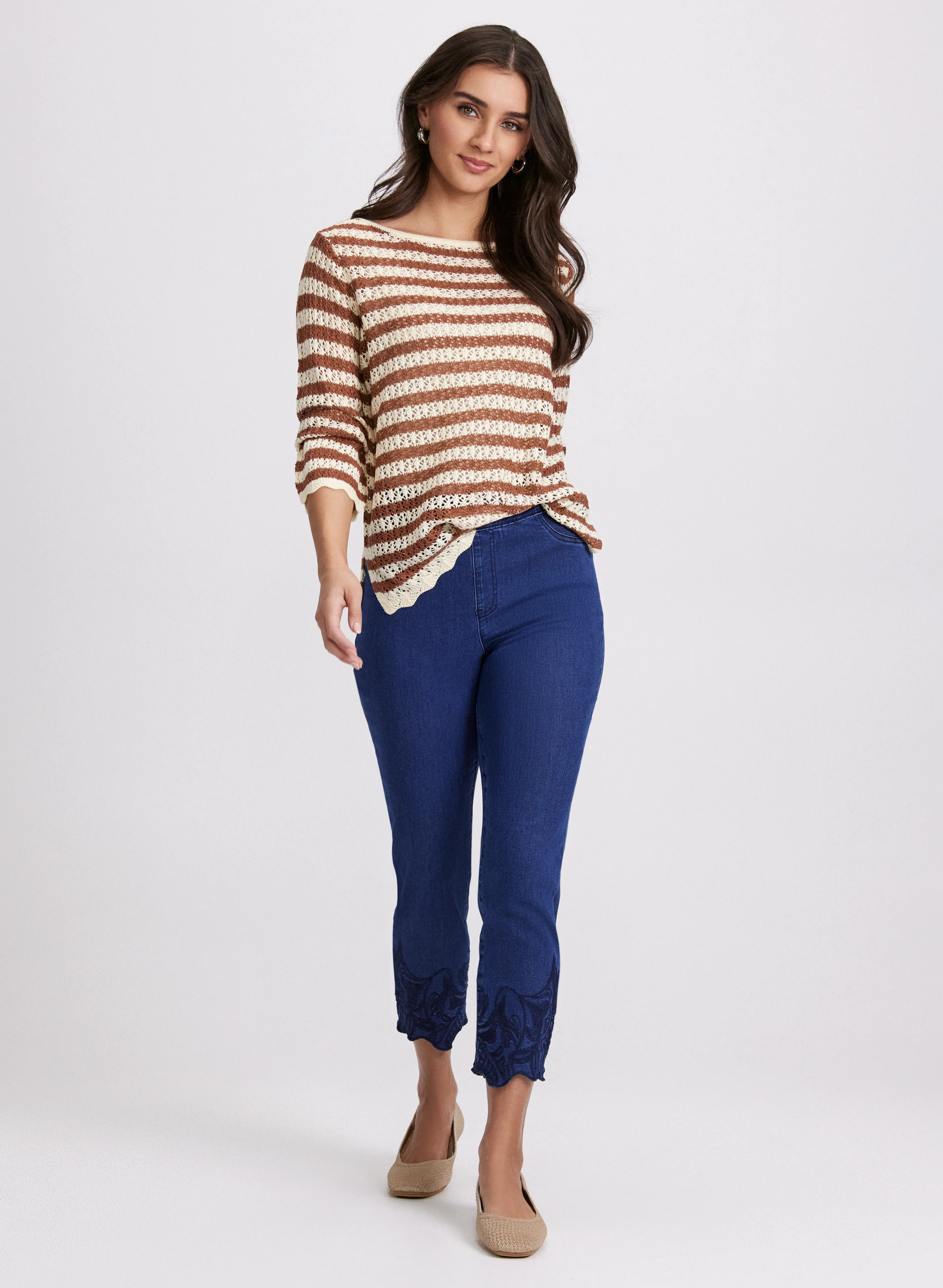 Striped Open Weave Sweater