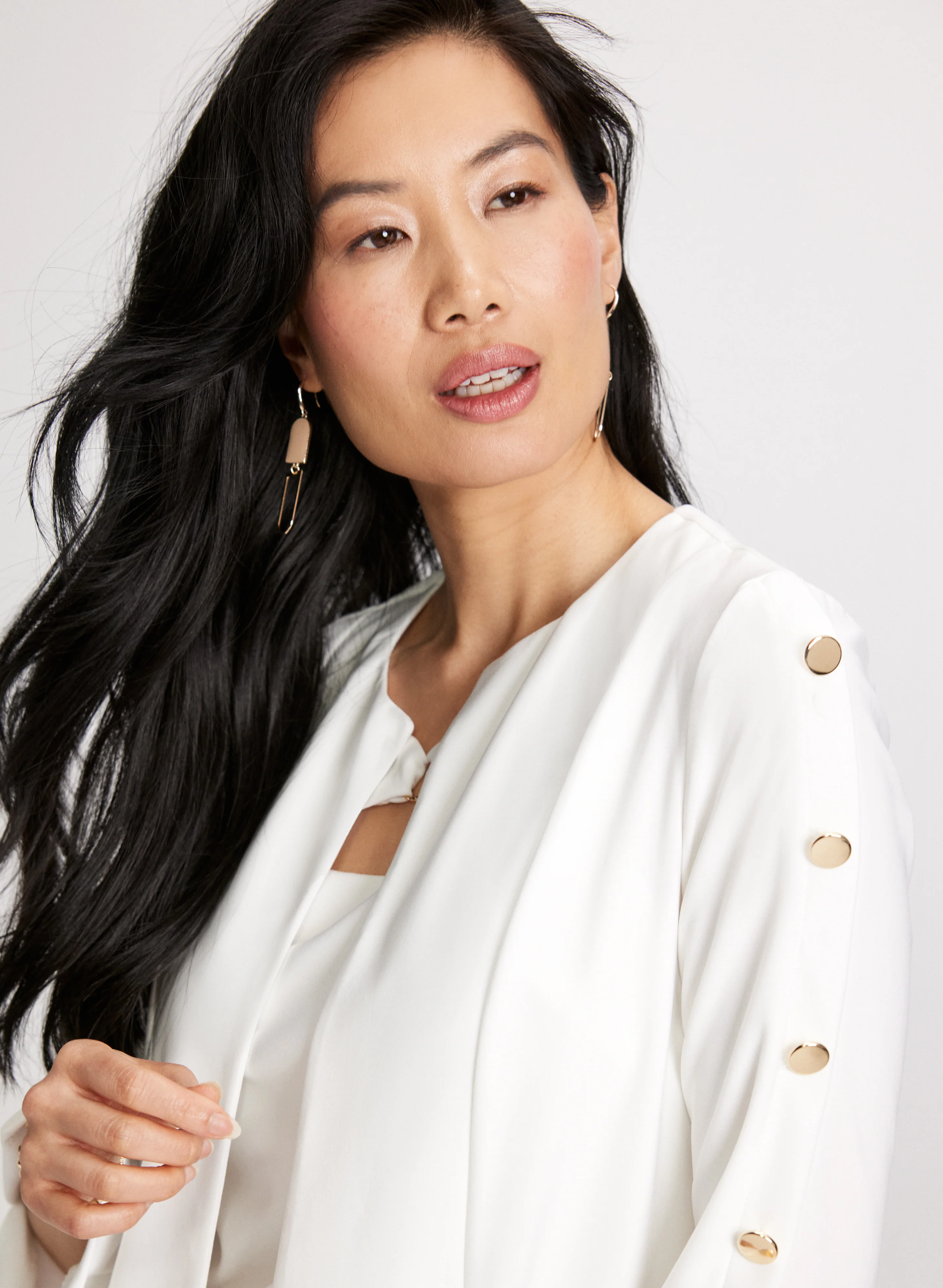 Button Detail Open-Front Top