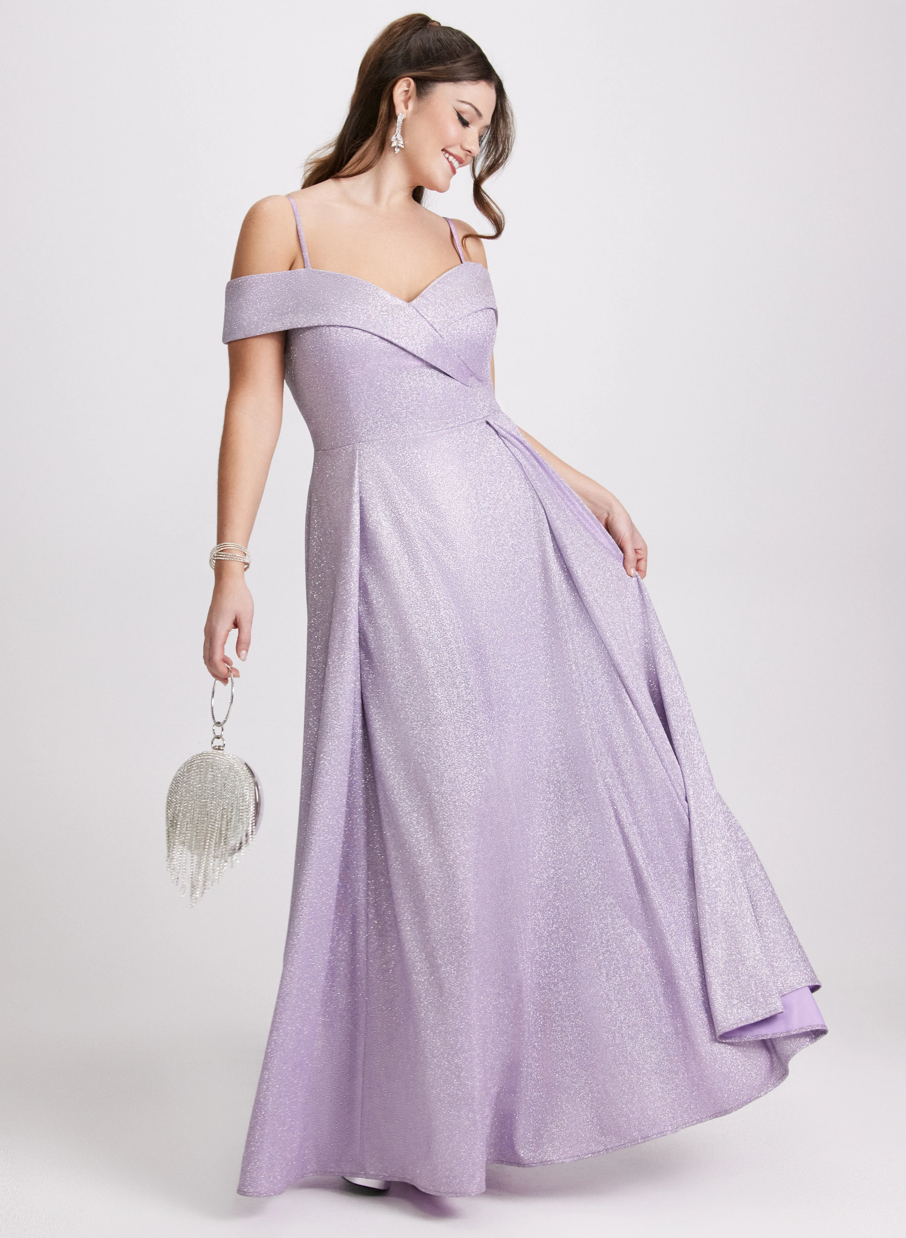 Glitter Off-The-Shoulder Dress