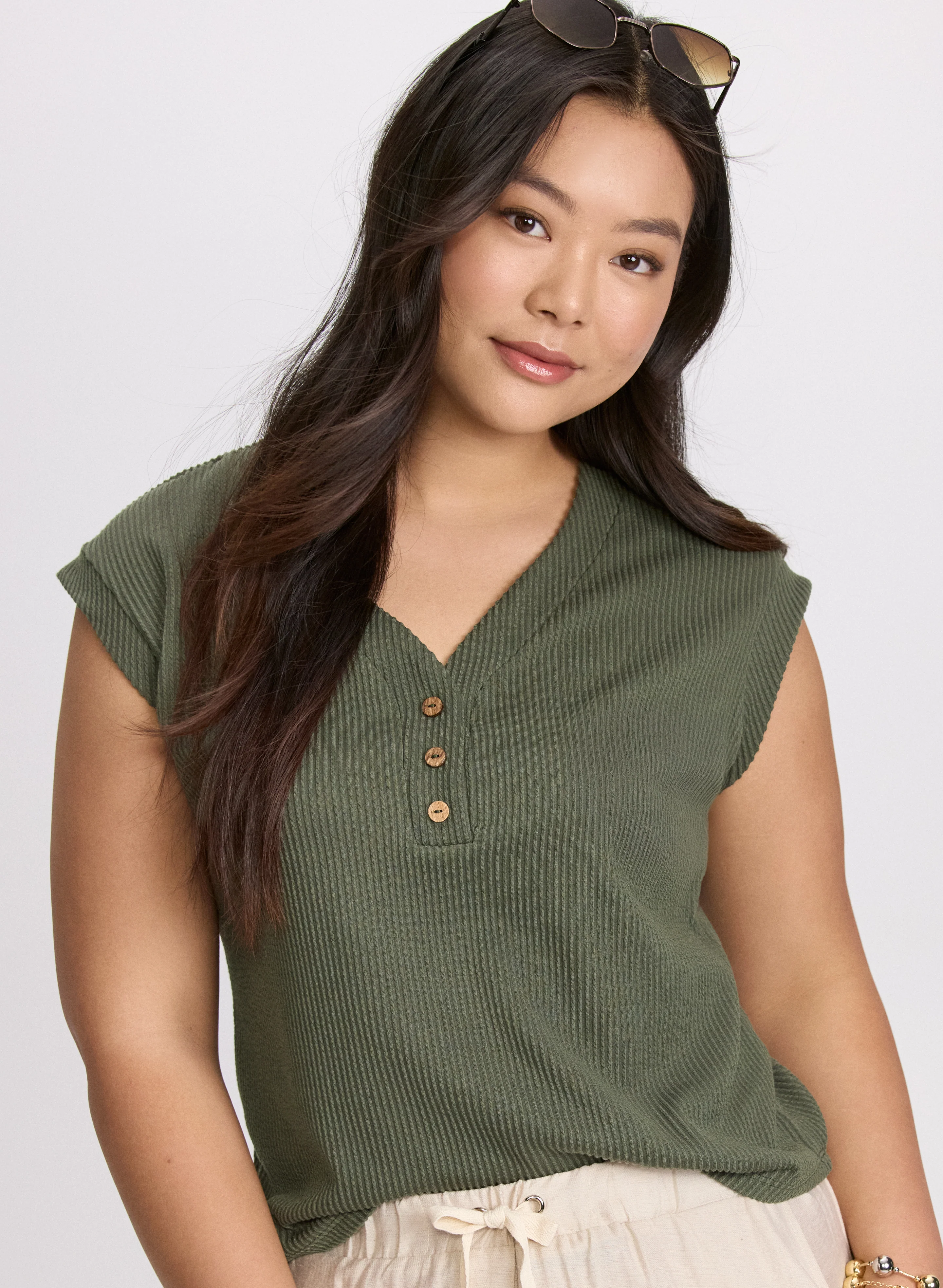 Knit Cap Sleeve Top