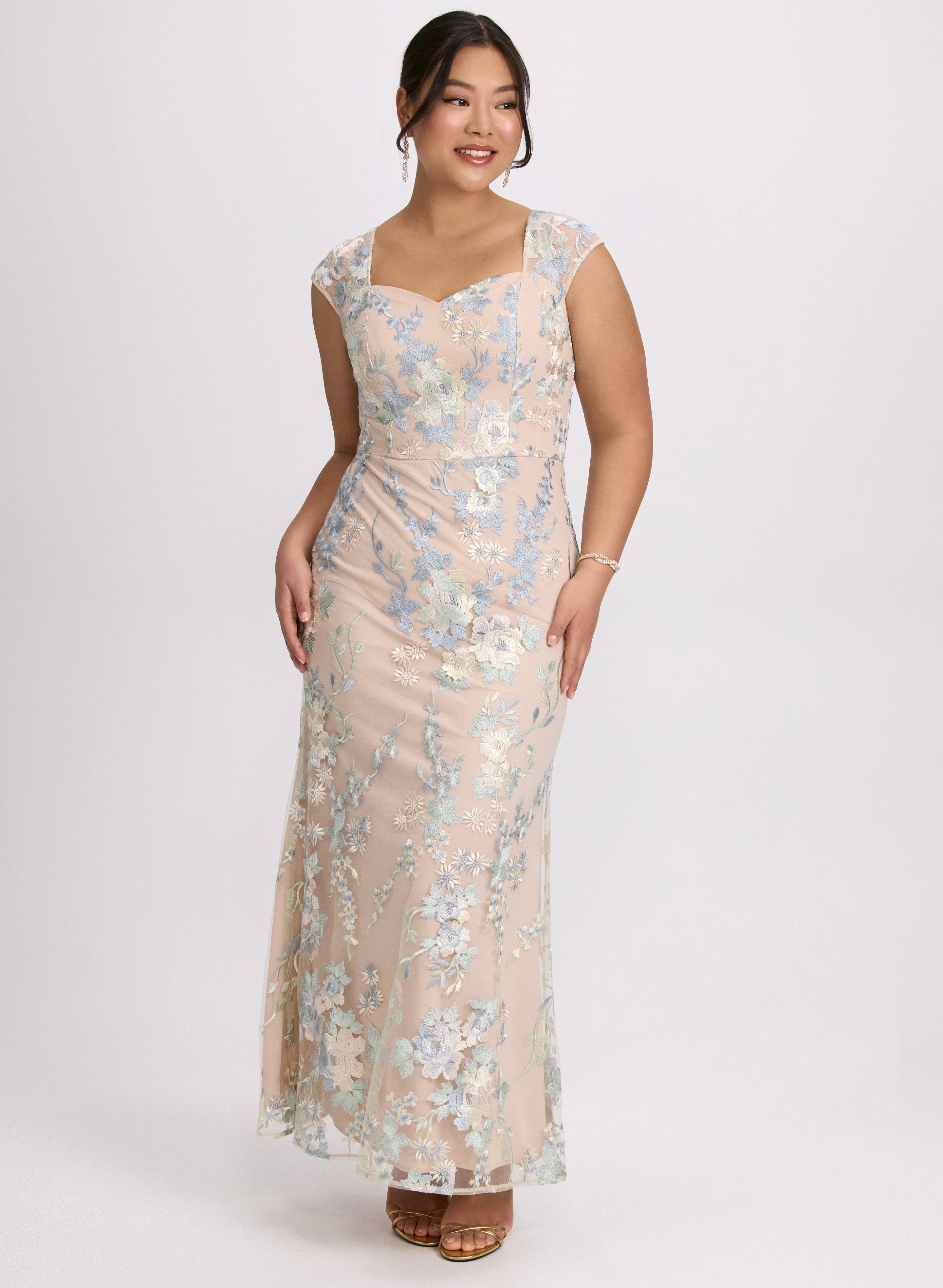 Floral Embroidered Tulle Dress