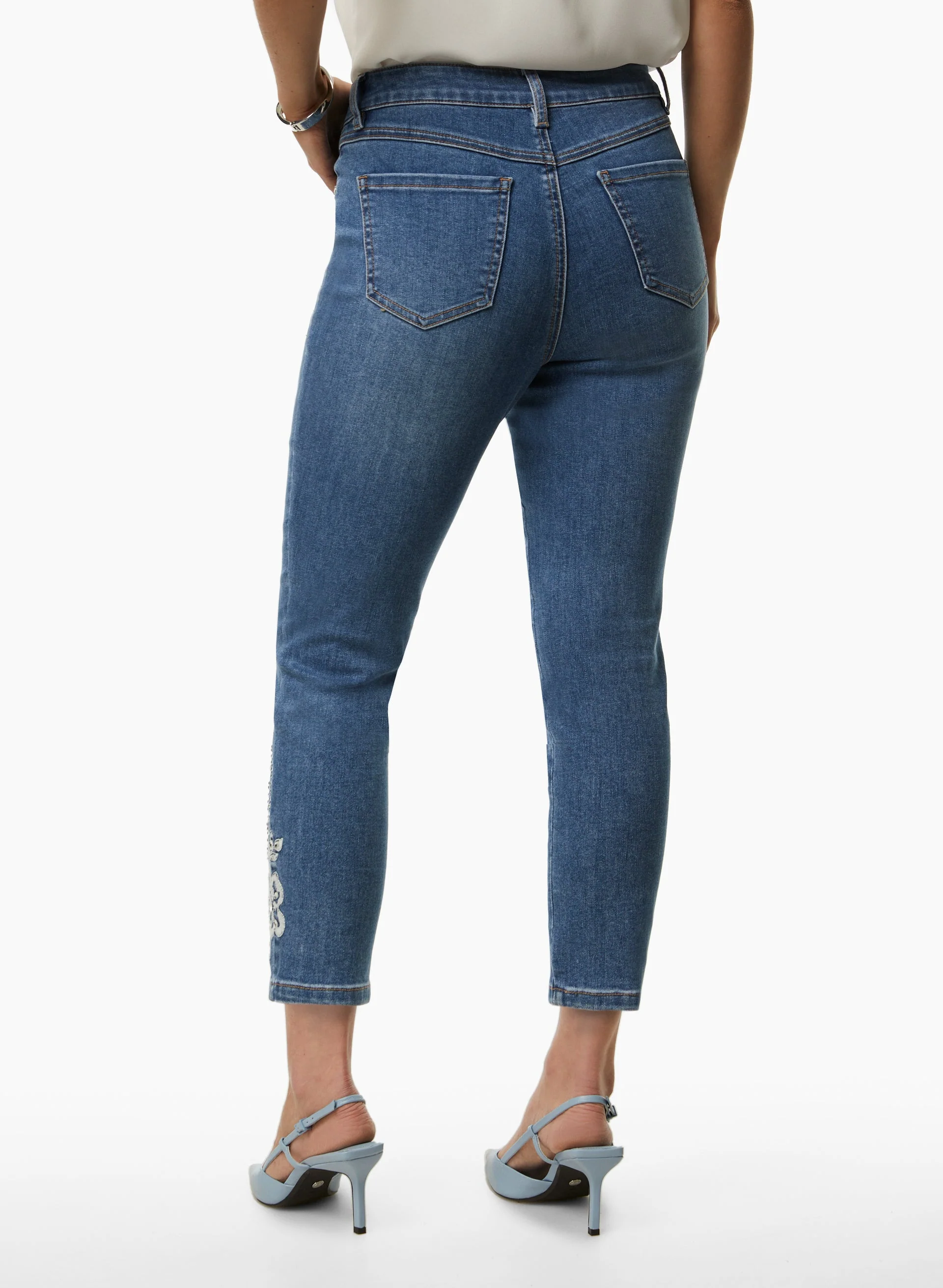 Embroidered Slim Leg Jeans