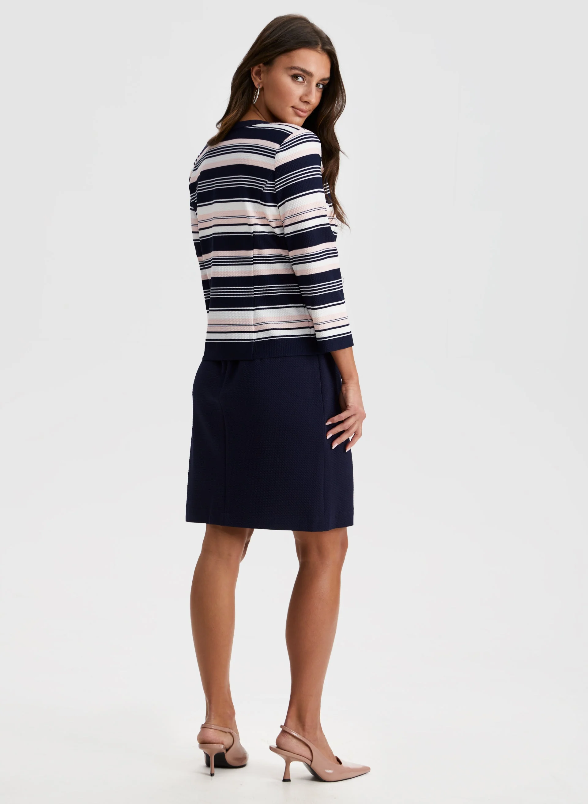 Stripe Print Jacket & Dress Set