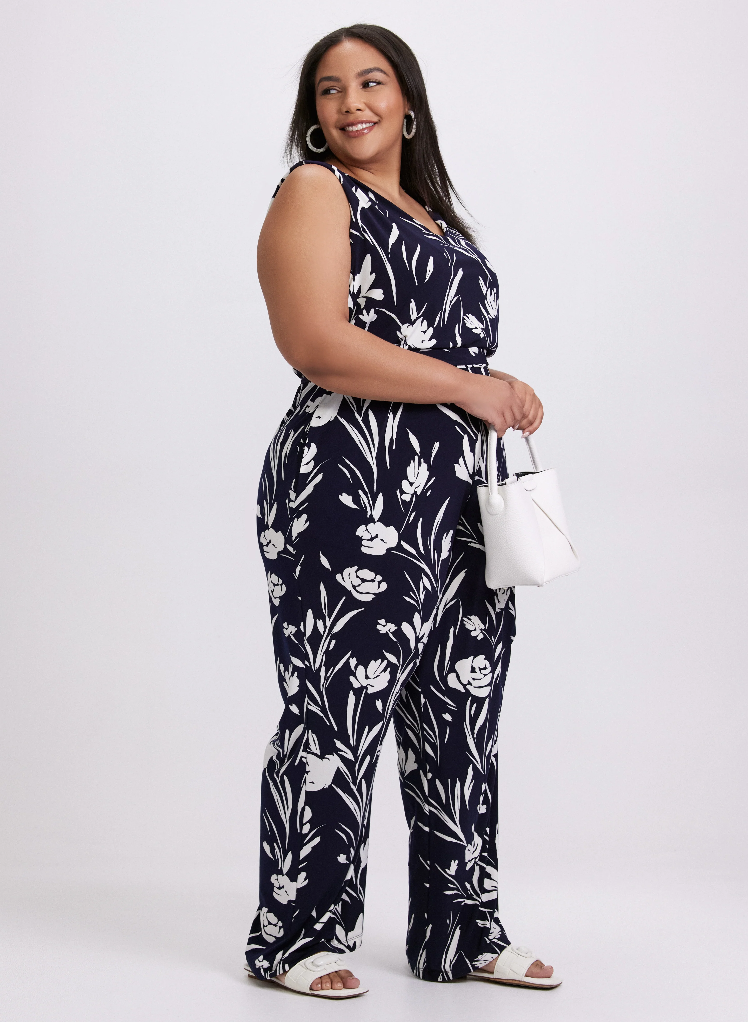 Floral Braided Belt Jumpsuit