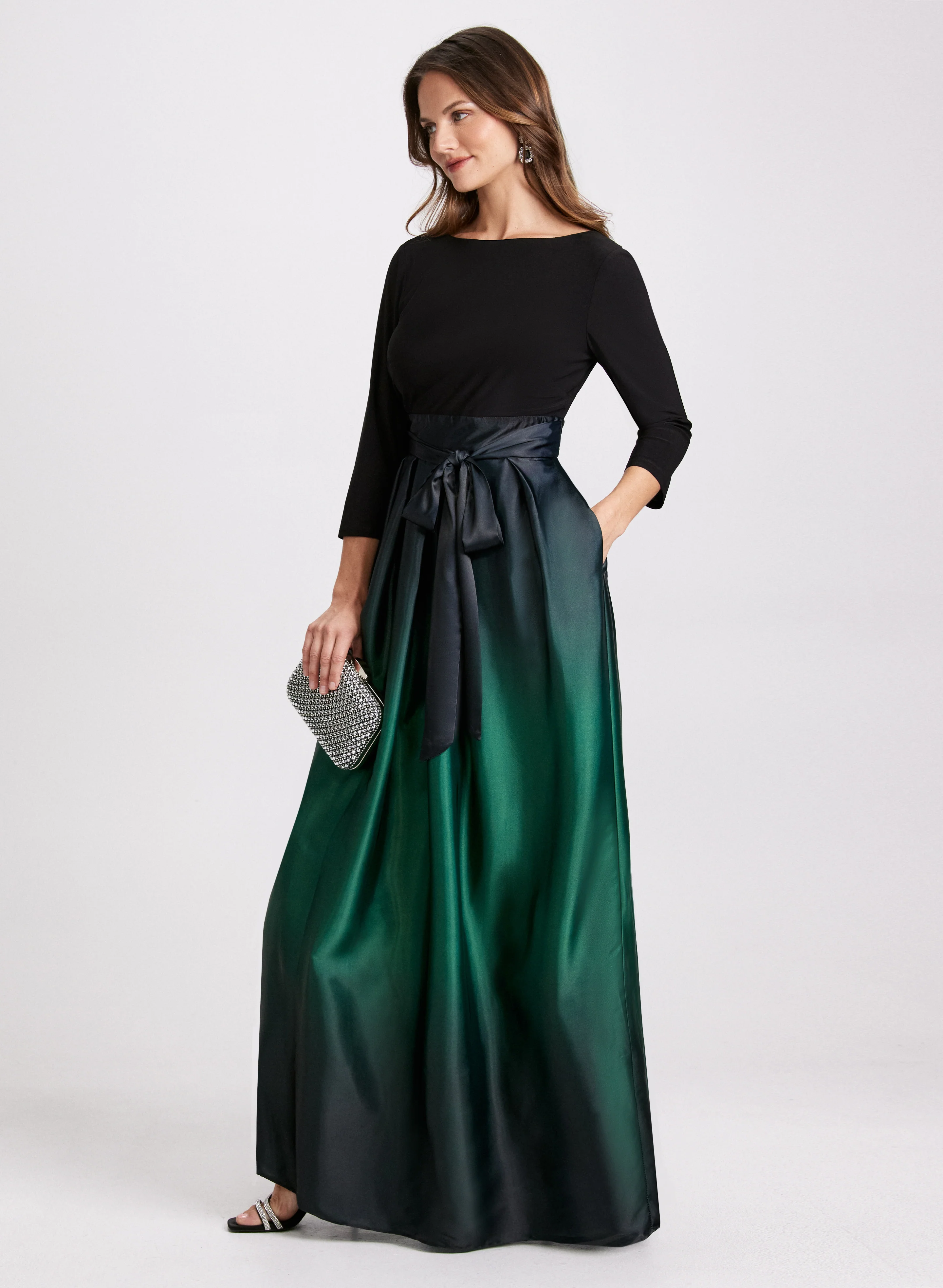 Ombre Satin Evening Dress