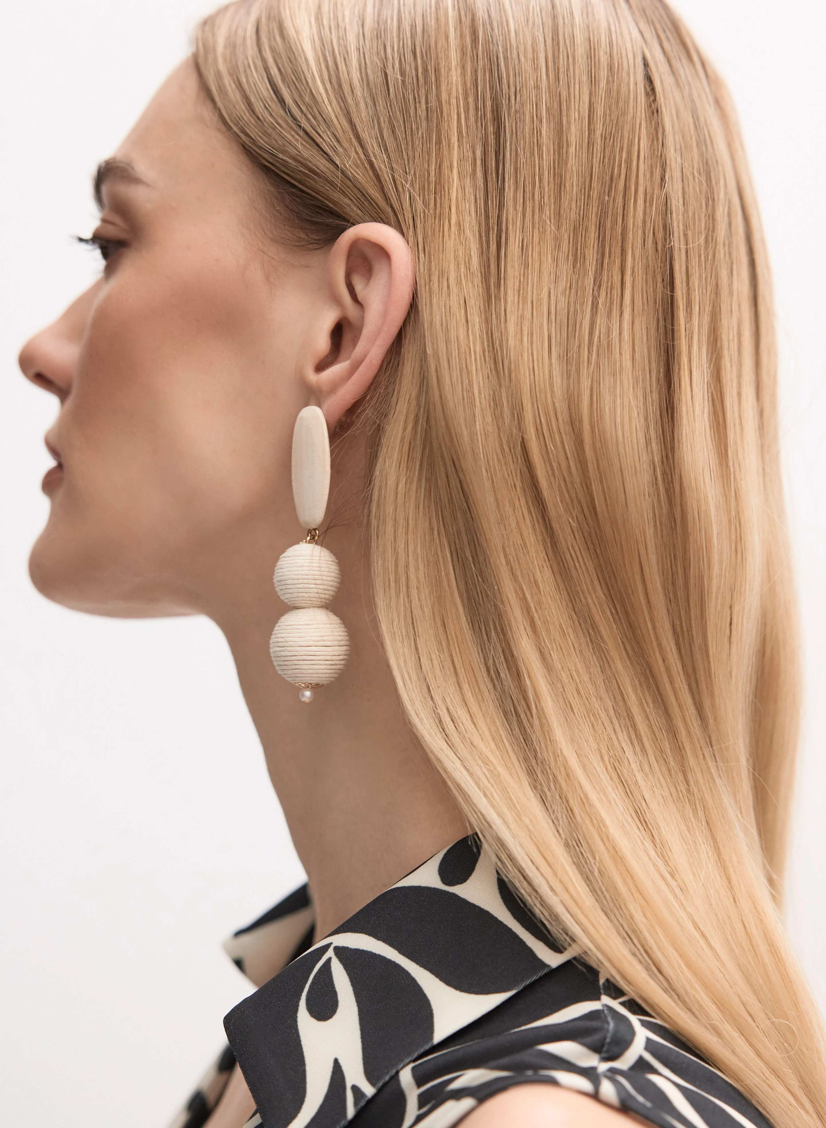 Wood & Cord Tiered Earrings