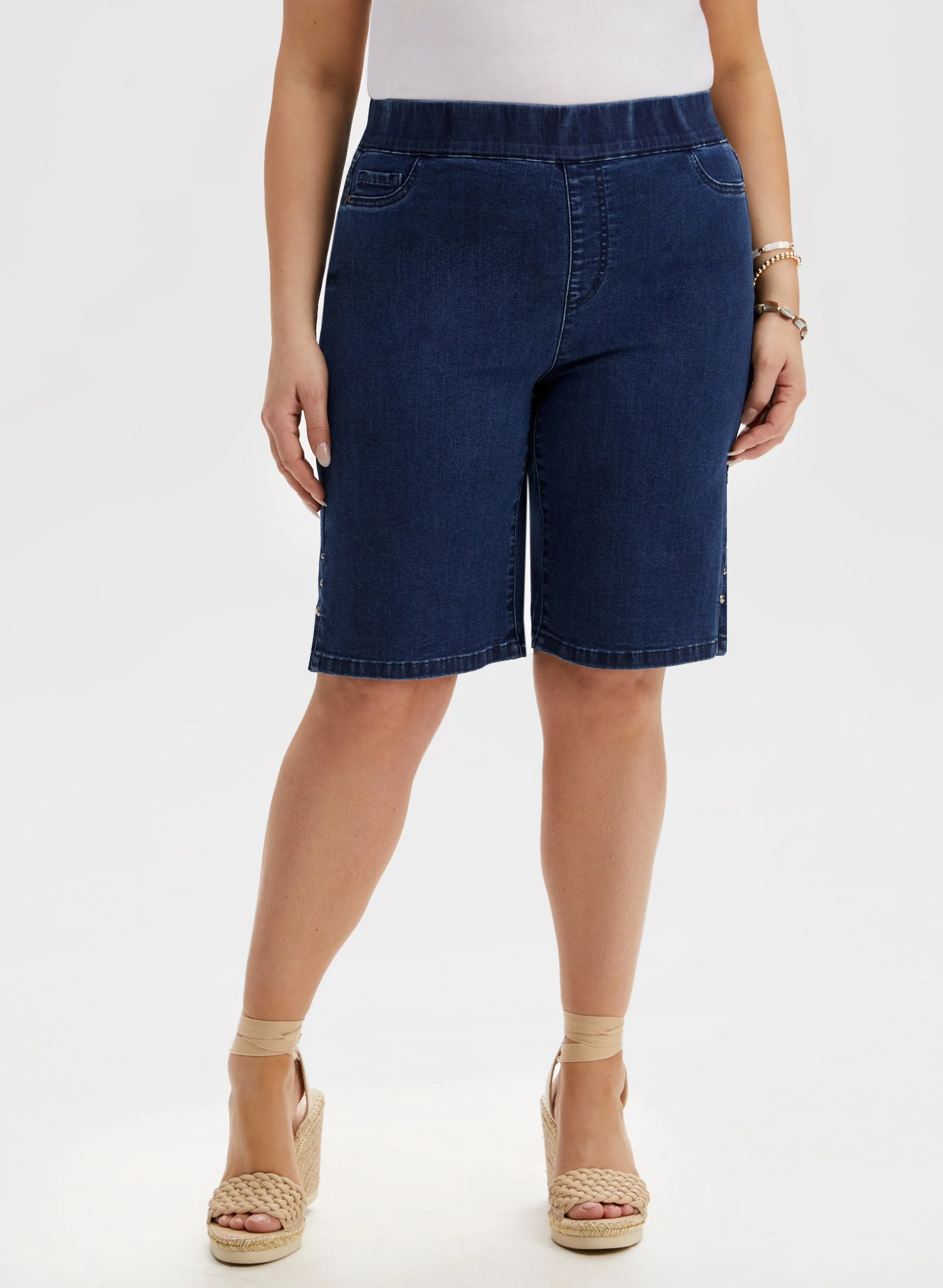Pull-On Denim Bermuda Shorts