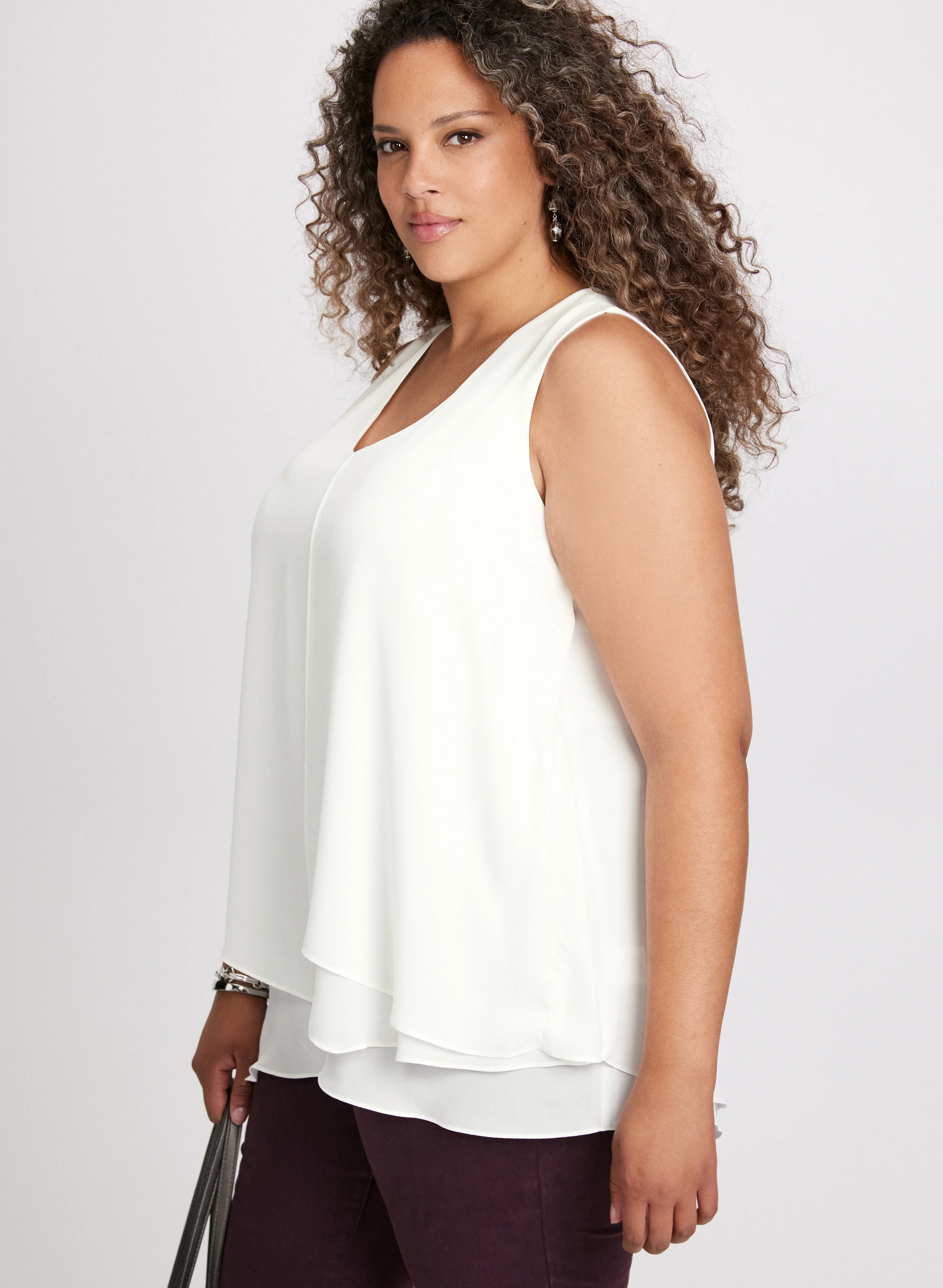 V-Neck Sleeveless Layered Blouse
