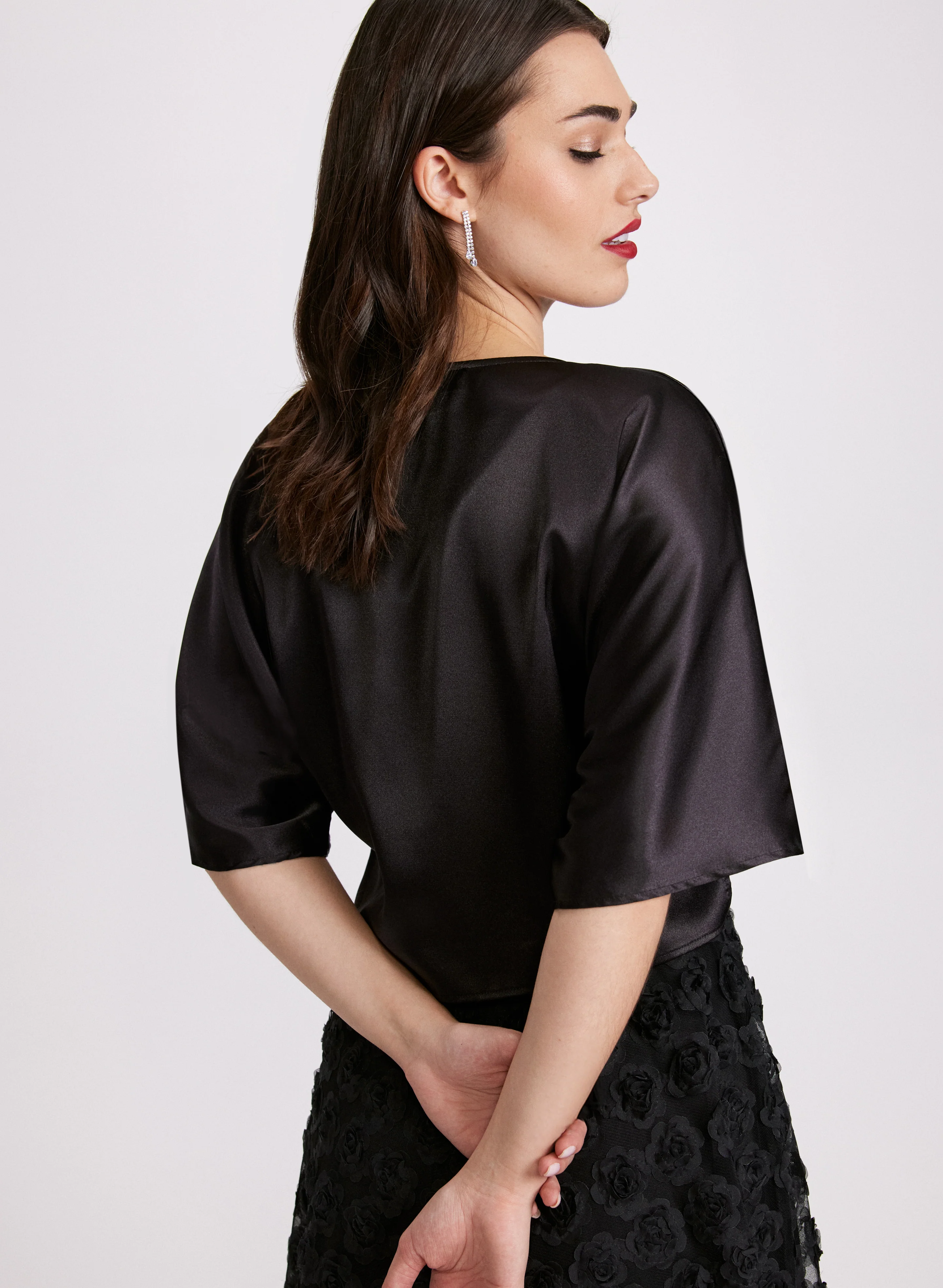 Tie-Front Satin Bolero