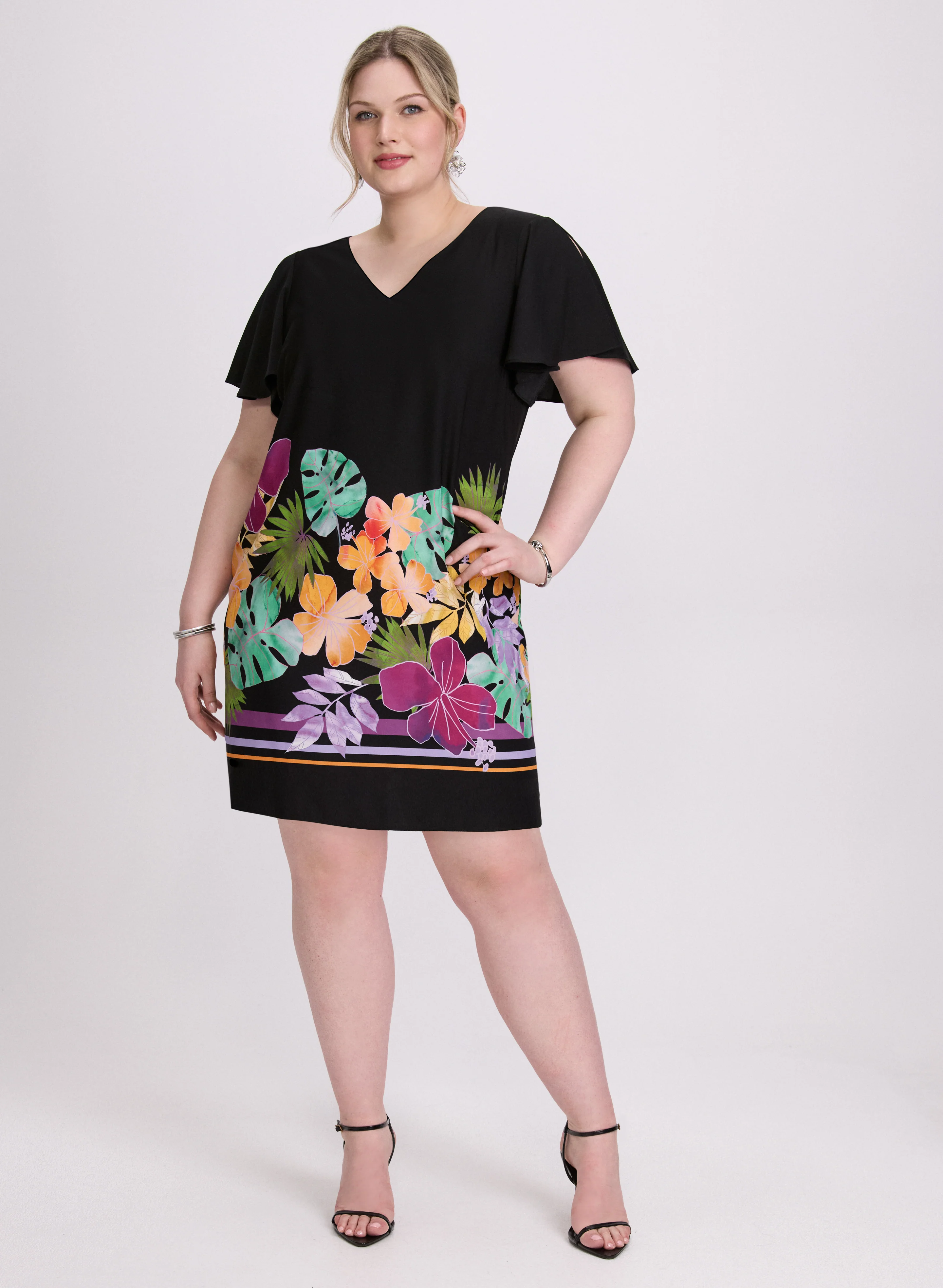 Joseph Ribkoff - Tropical Flutter Sleeve Dress