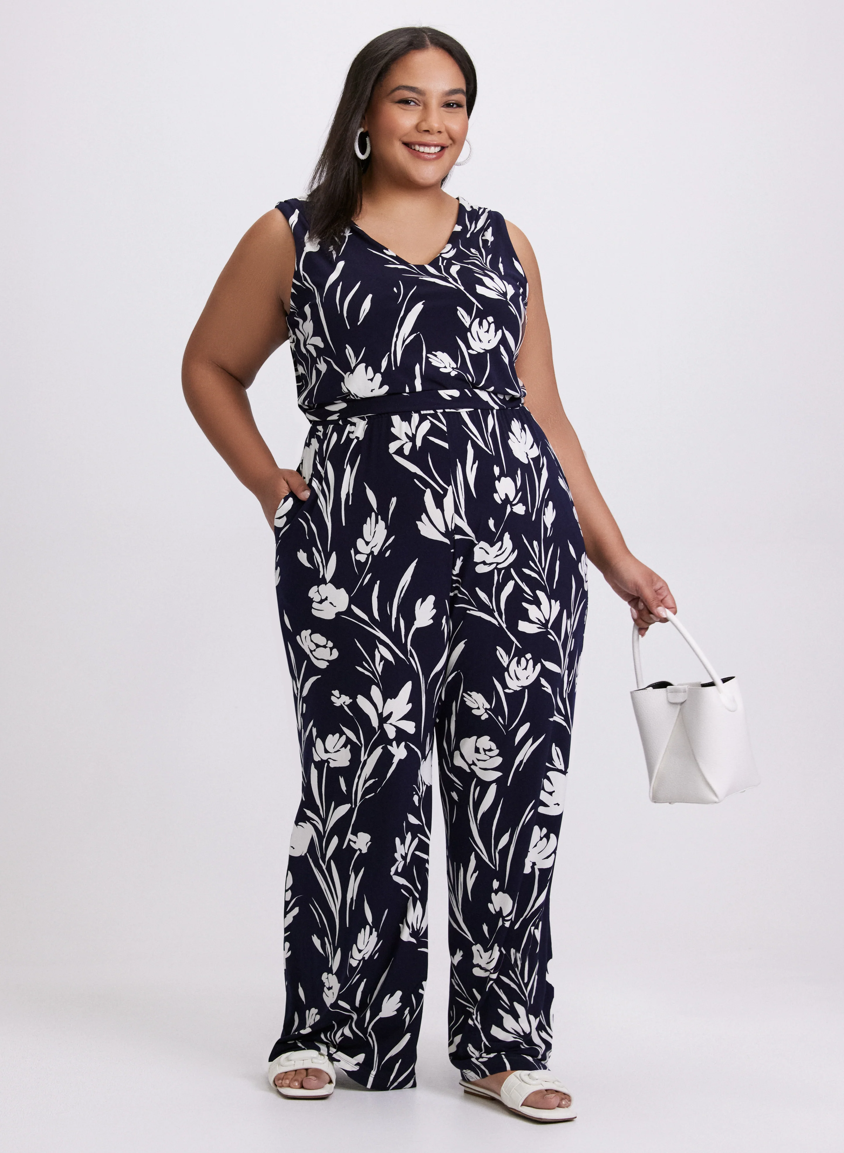Floral Braided Belt Jumpsuit