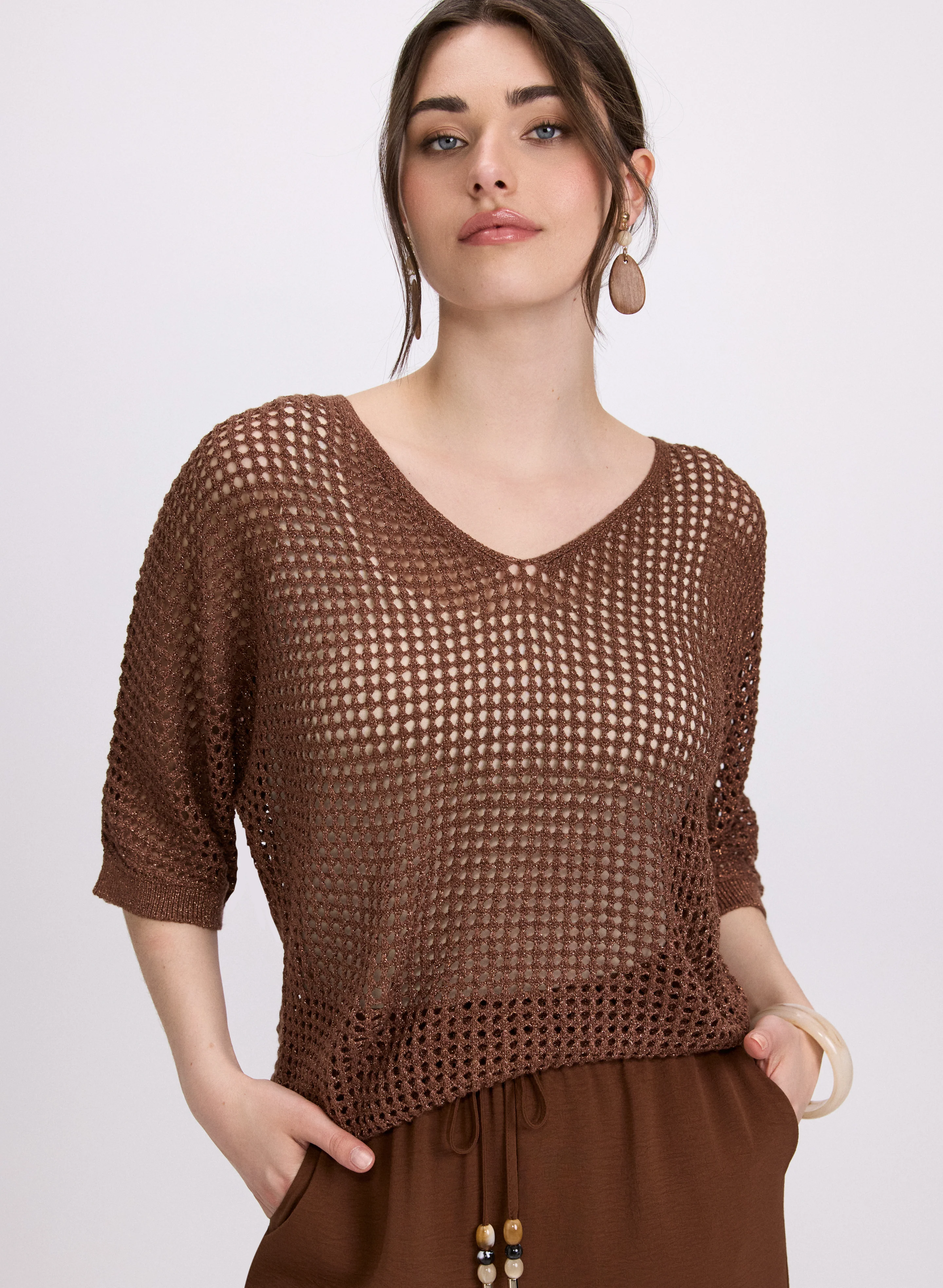 Lurex Open Knit Pullover