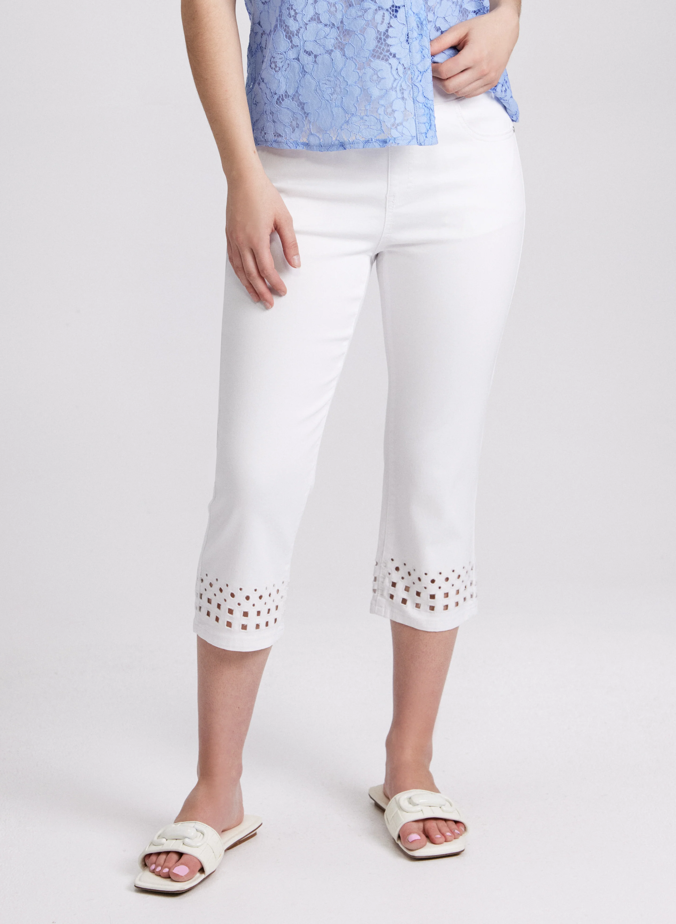 Perforated Denim Capris