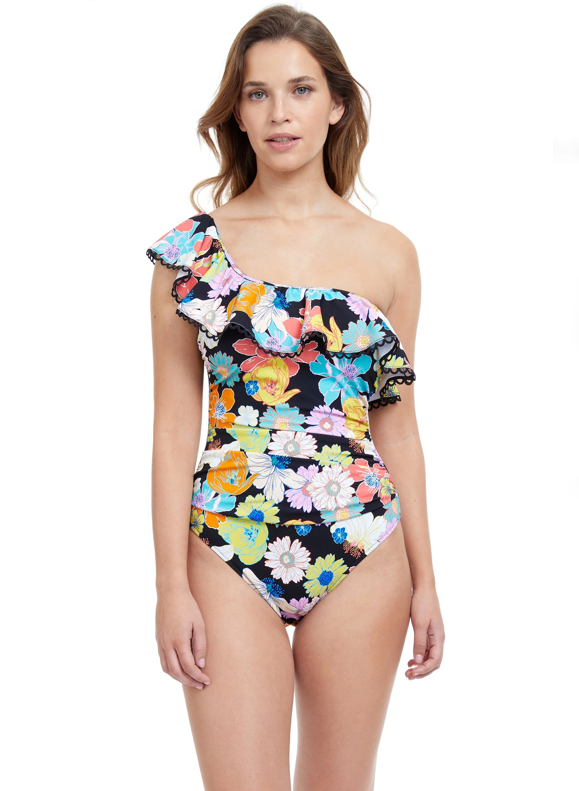 Profil by Gottex - Floral Print Ruffle Detail Swimsuit