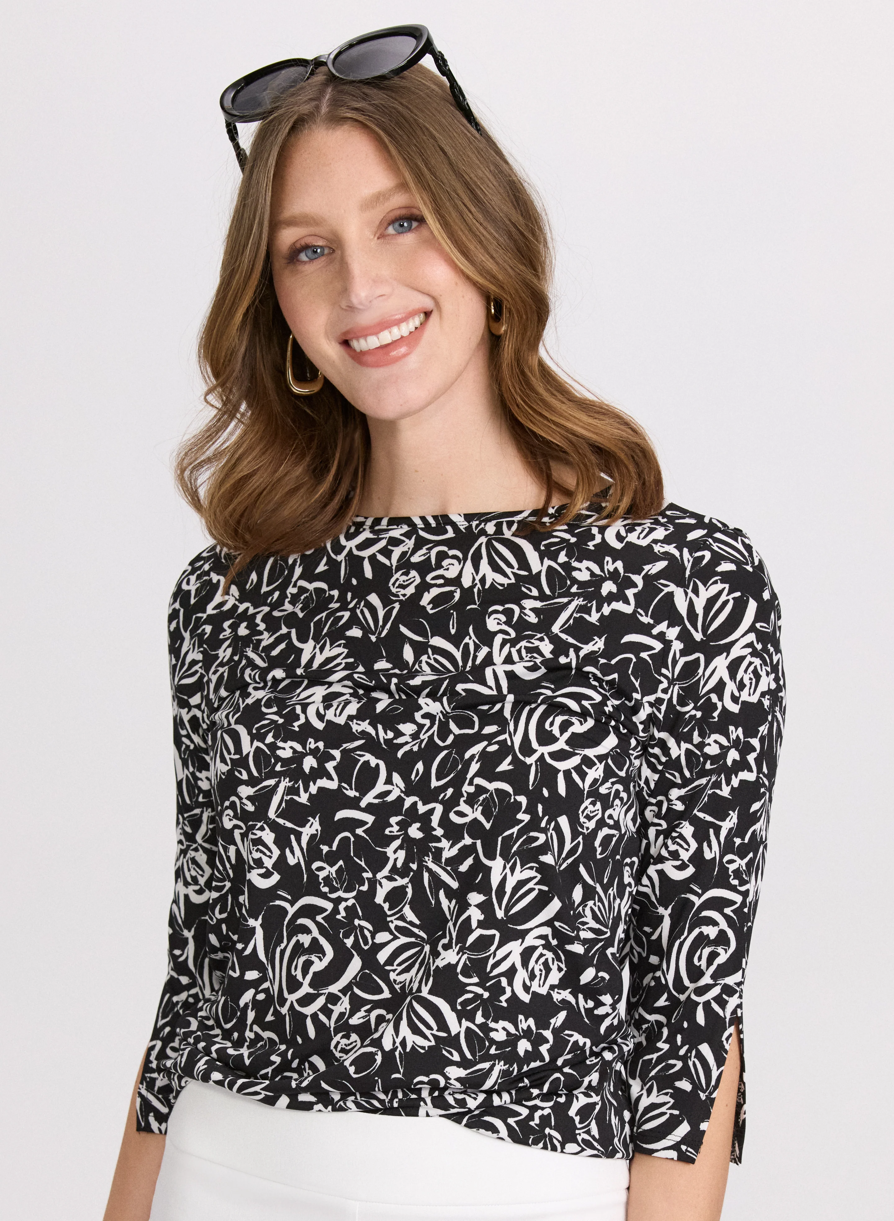 Sketch Floral Print Top