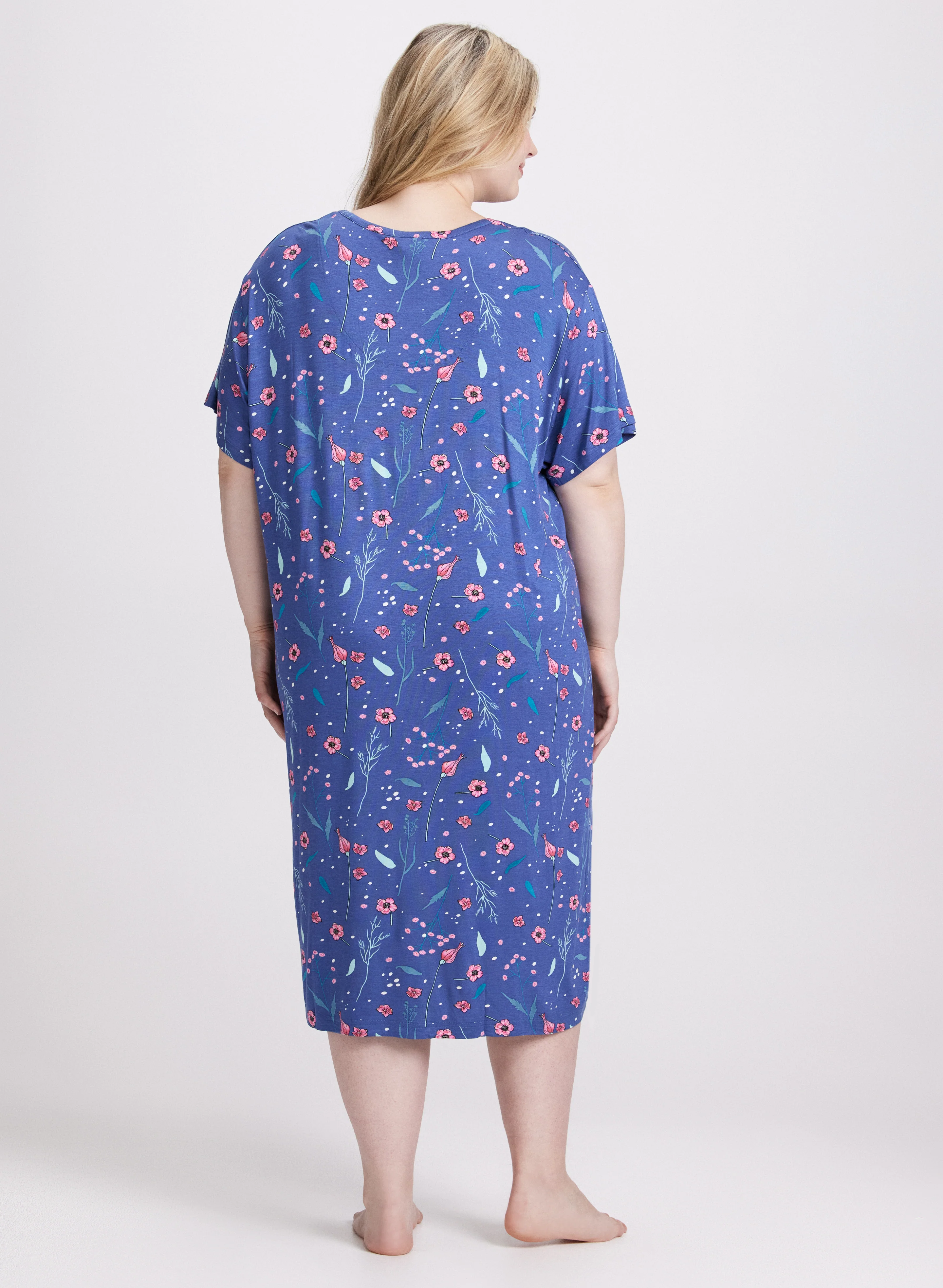 Short Sleeve Long Printed Nightgown