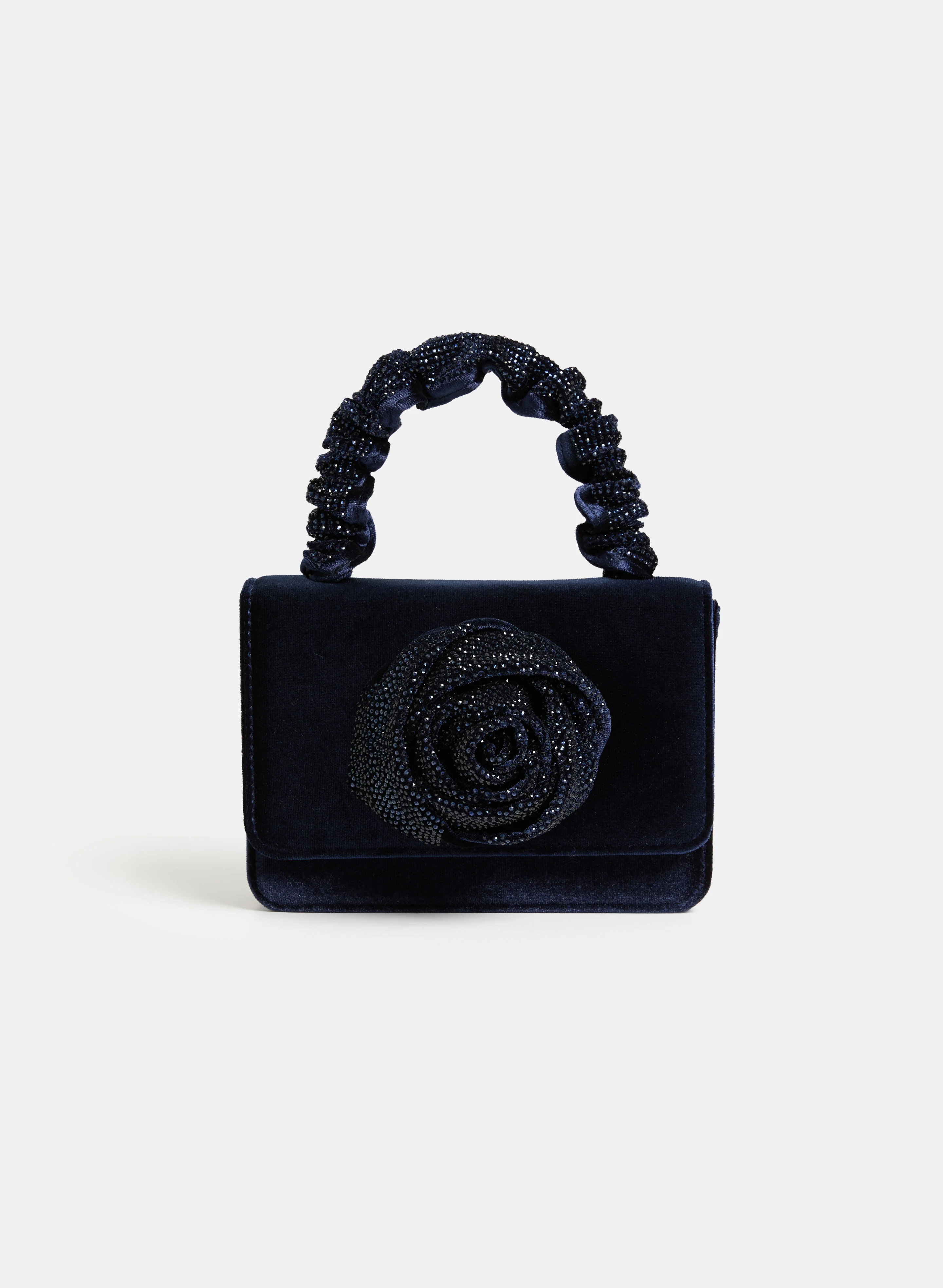 Rosette Embellished Box Clutch