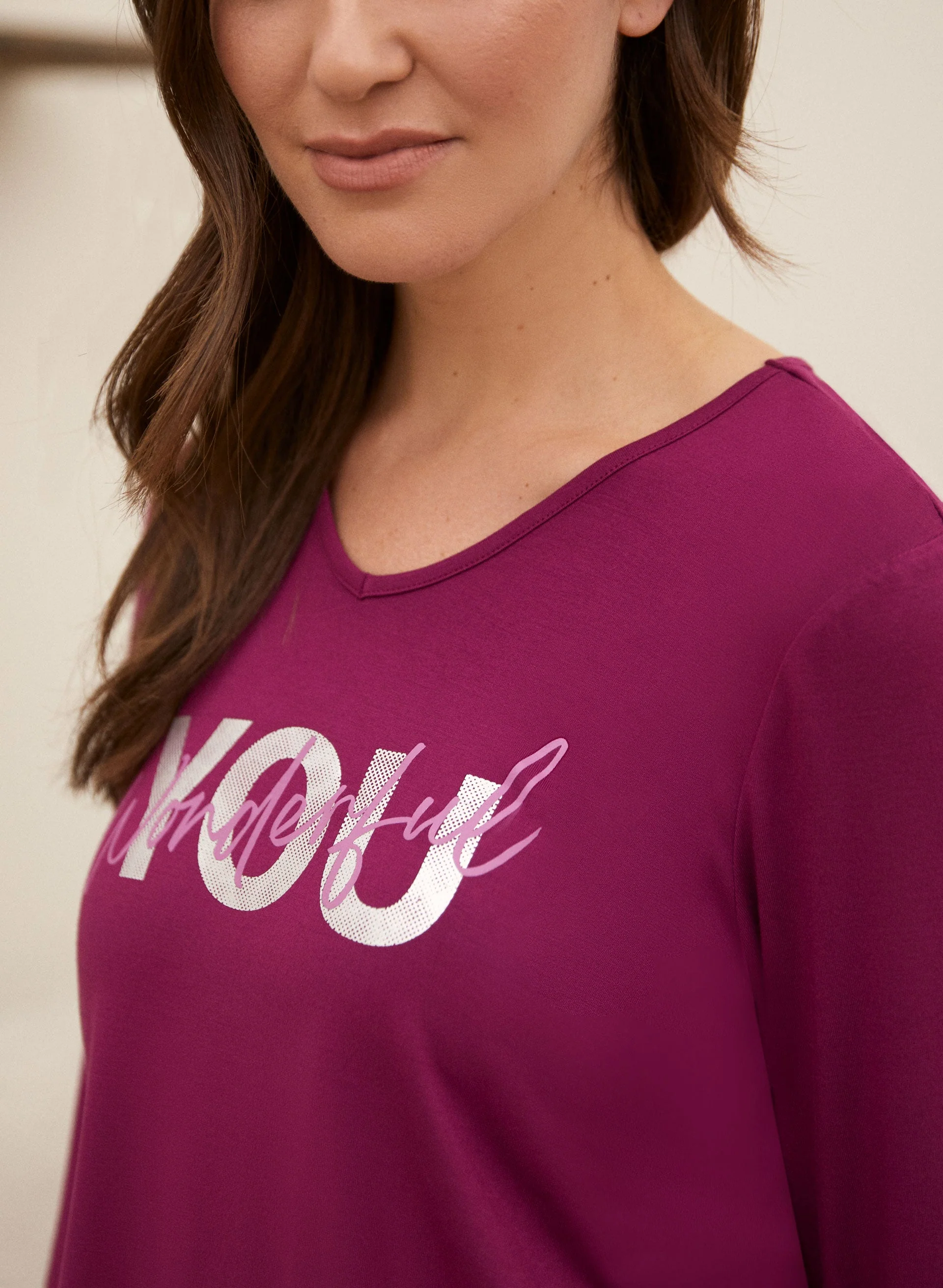 Slogan V-Neck Pyjama Top