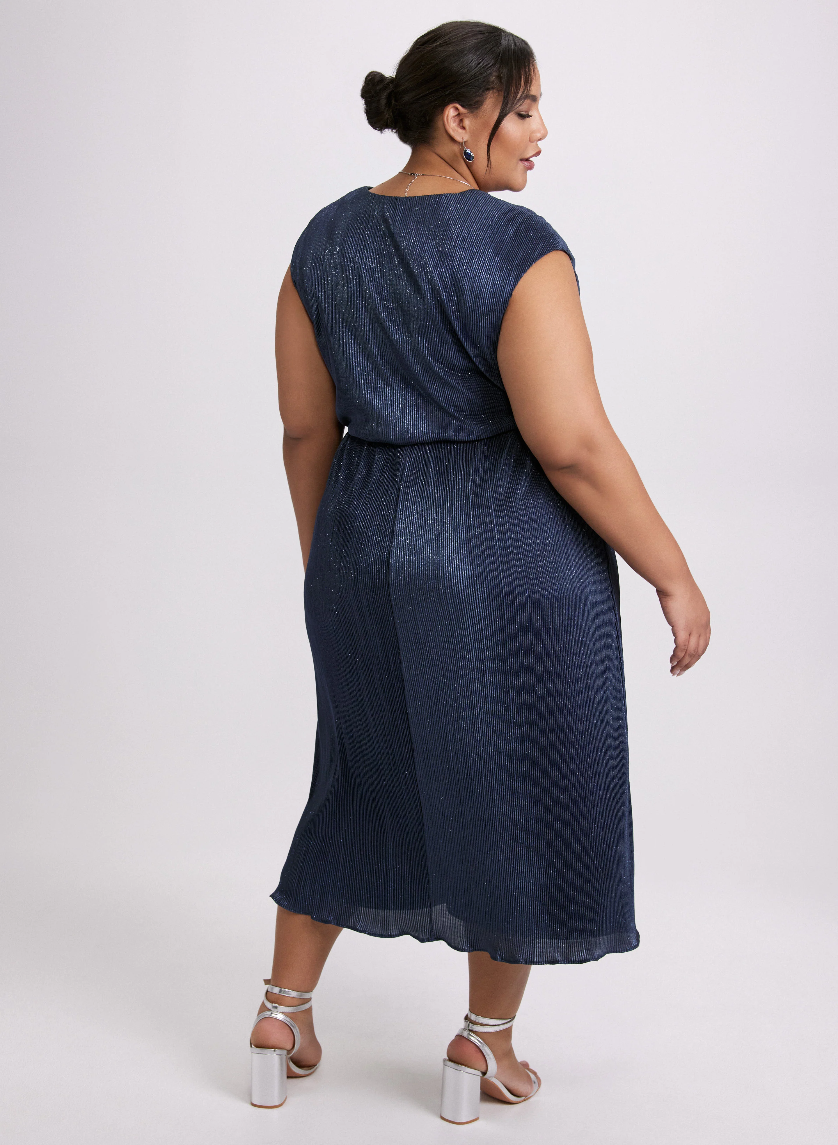 Glitter Knit Plissé Dress