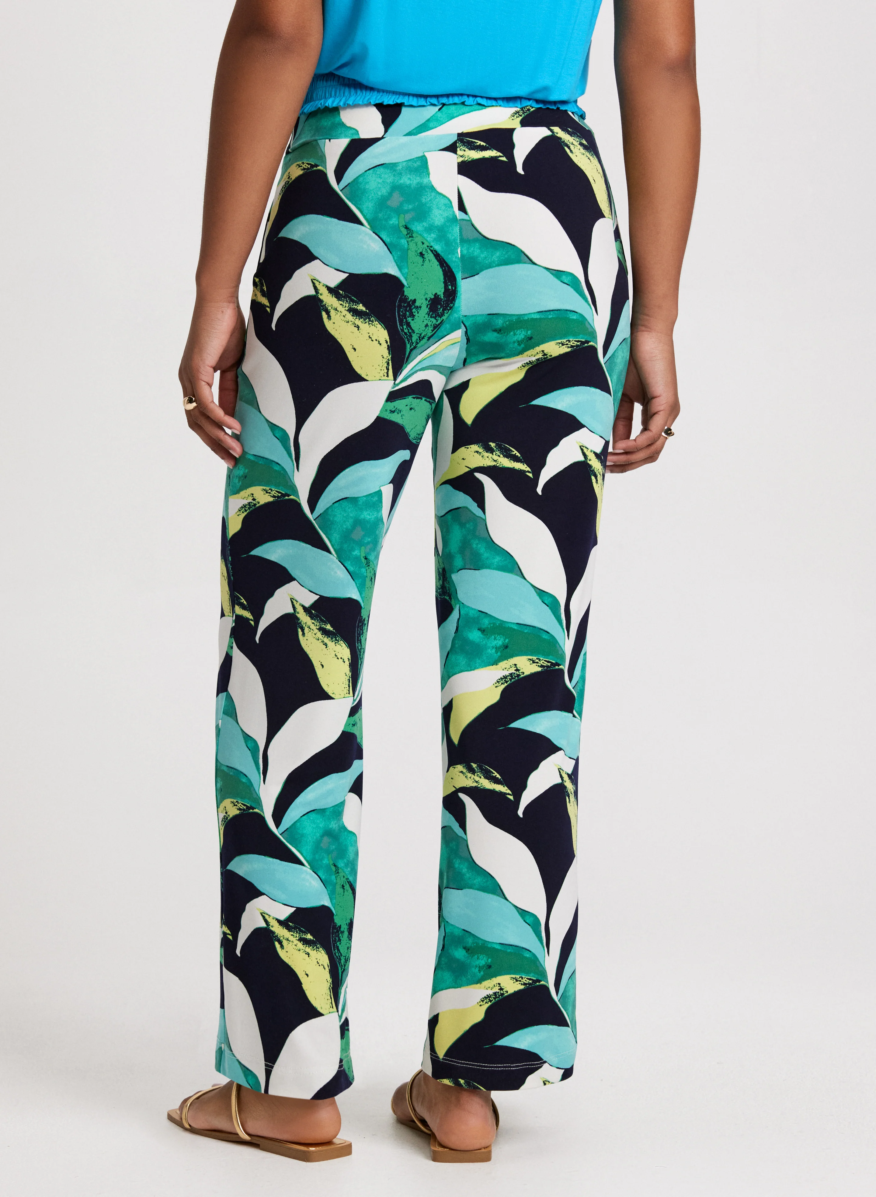 Tropical Print Pull-On Pants