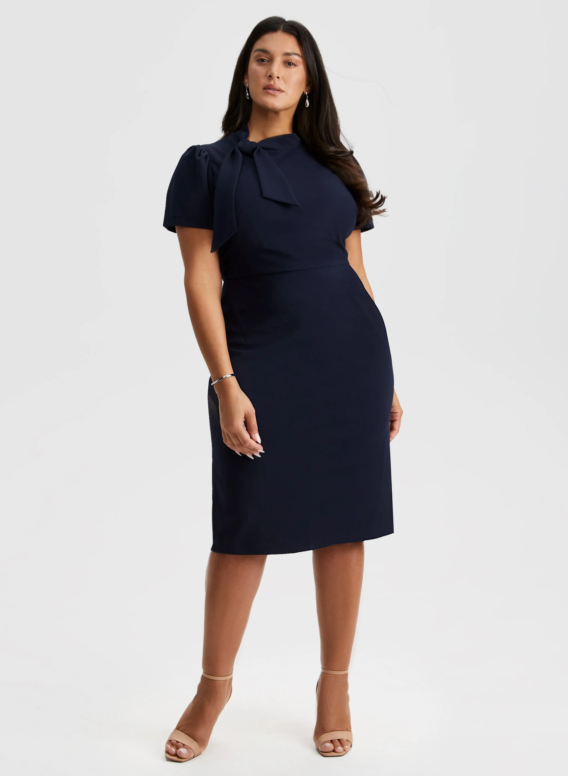 Tie Neck Sheath Dress