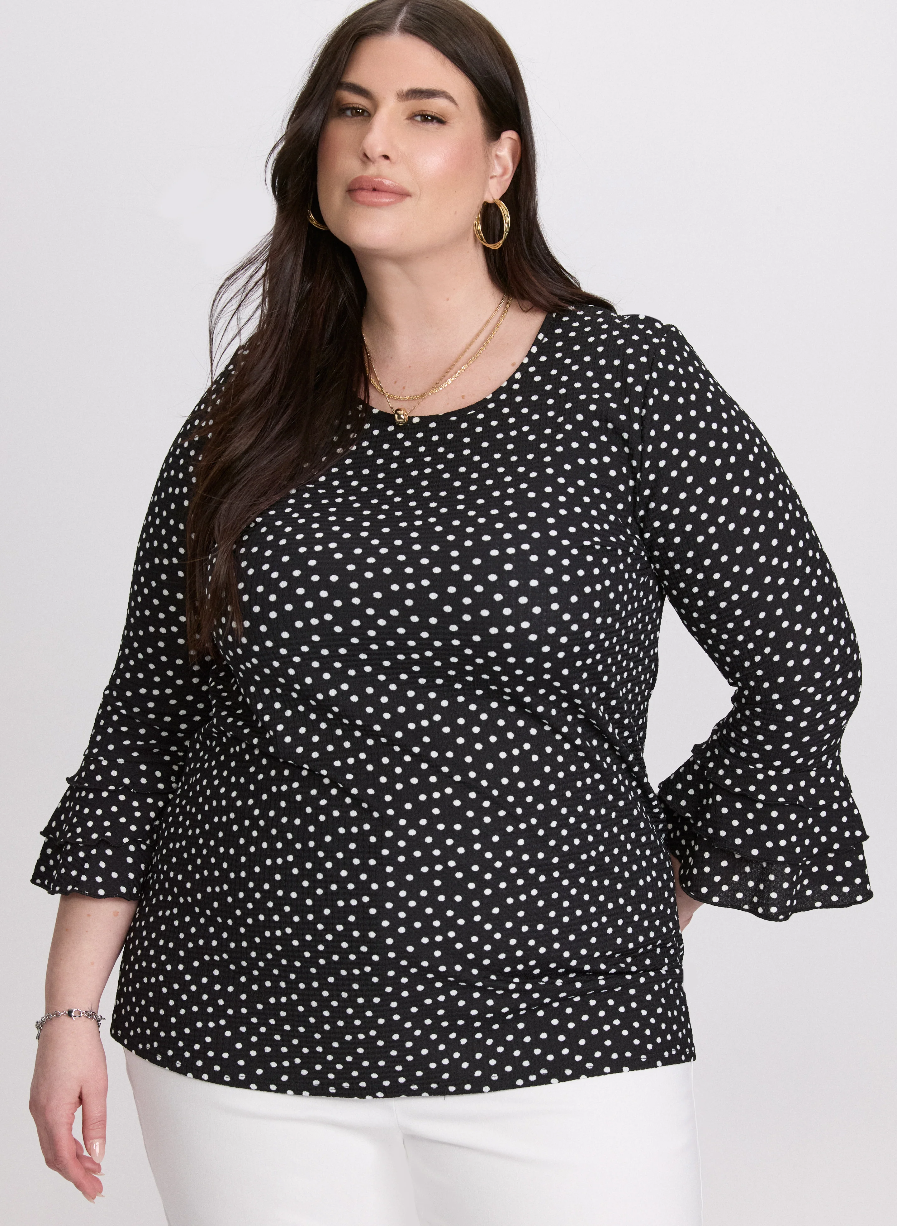 Polka Dot Bell Sleeve Top
