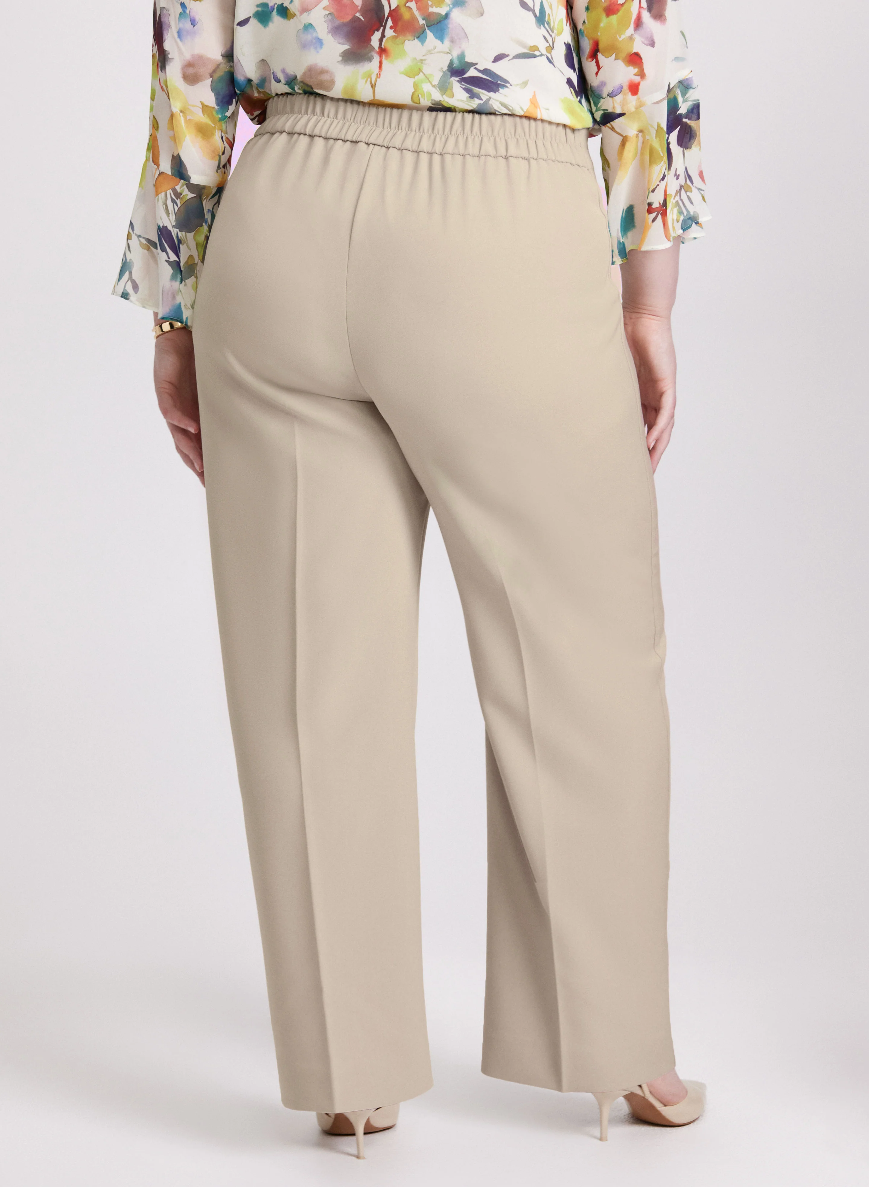 Olivia Elastic-Back Wide-Leg Pants