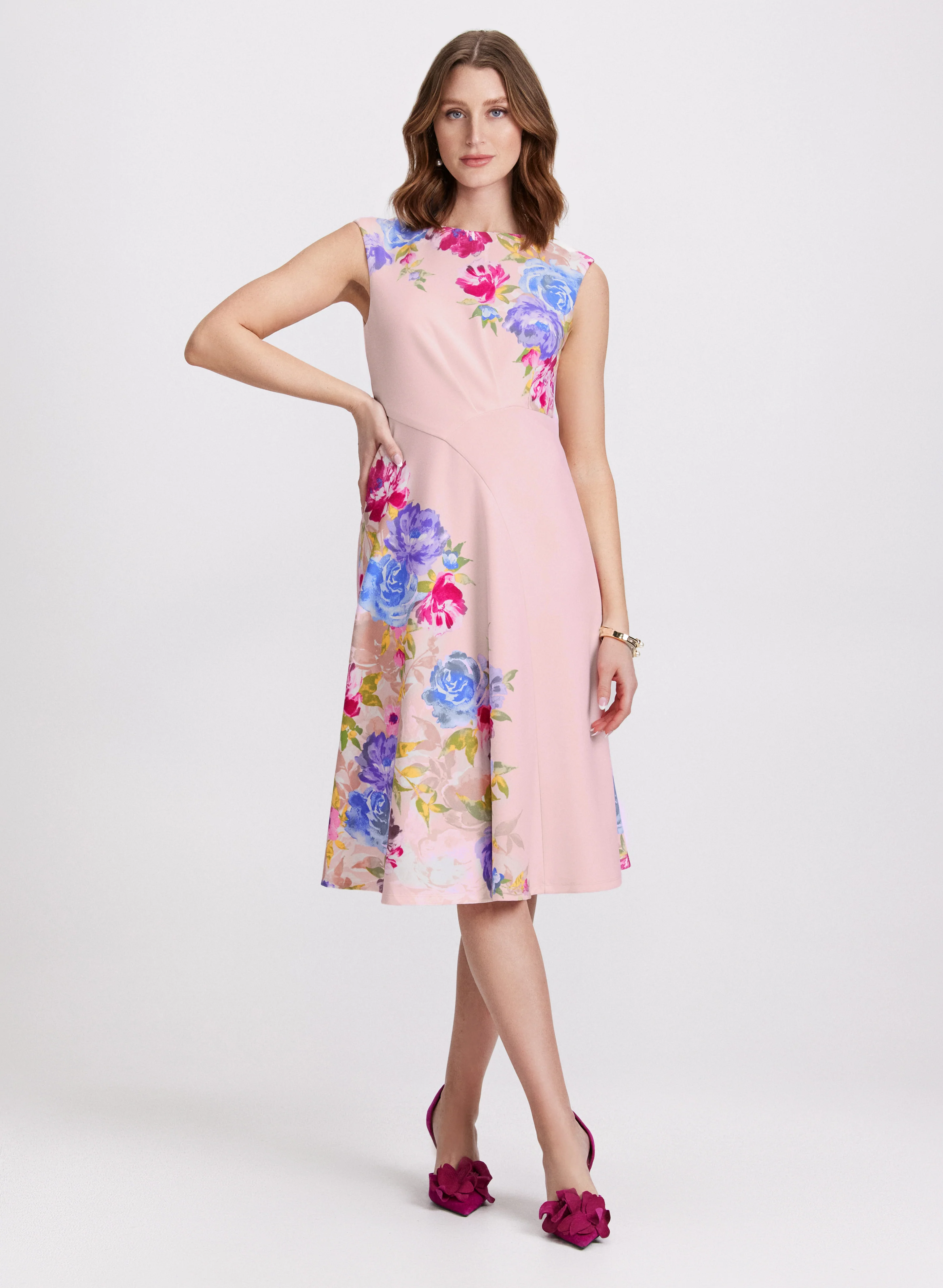 Floral Placement Print Dress