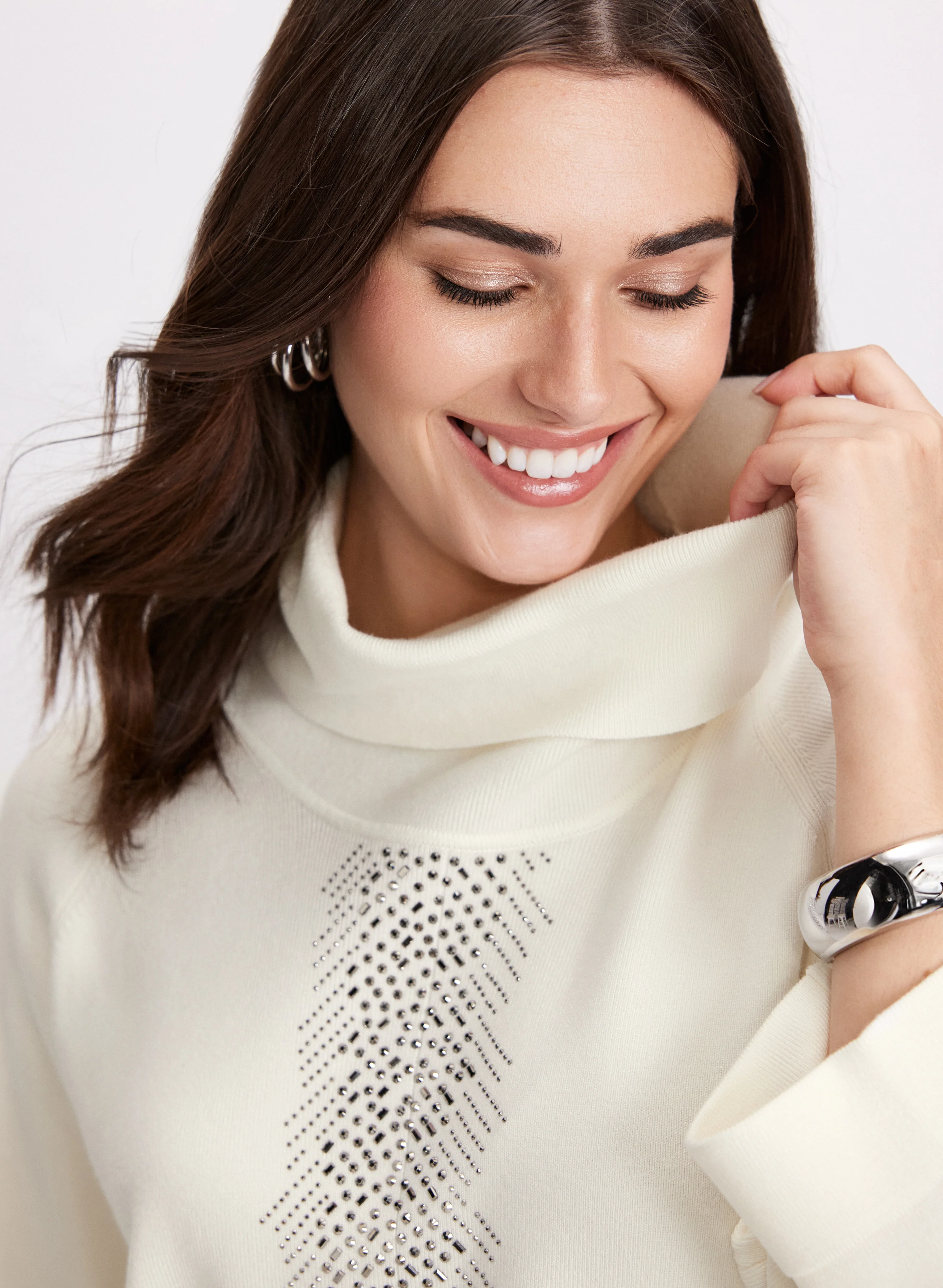Tonal Stone Embellished Sweater