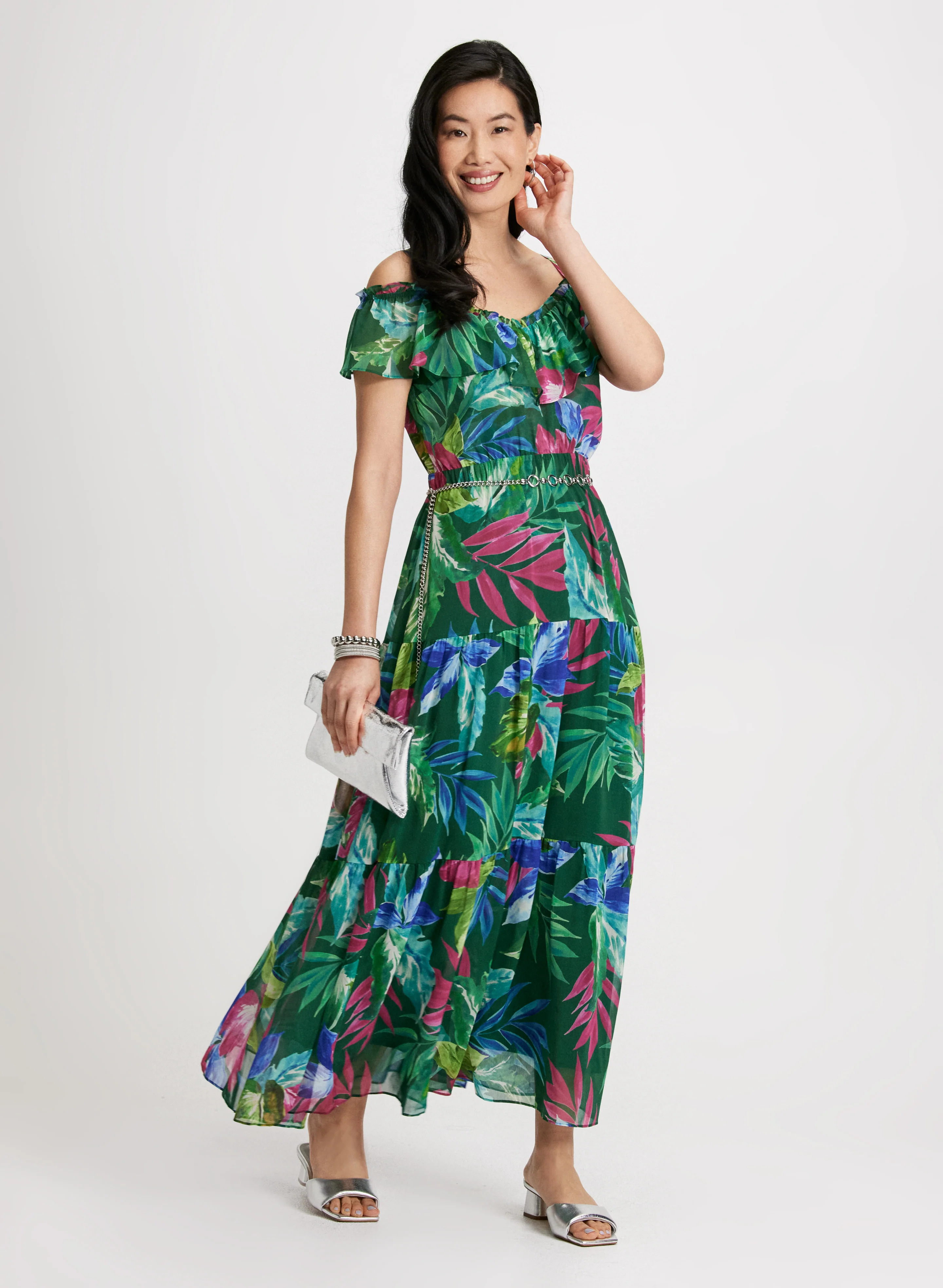 Long Floral Chiffon Dress