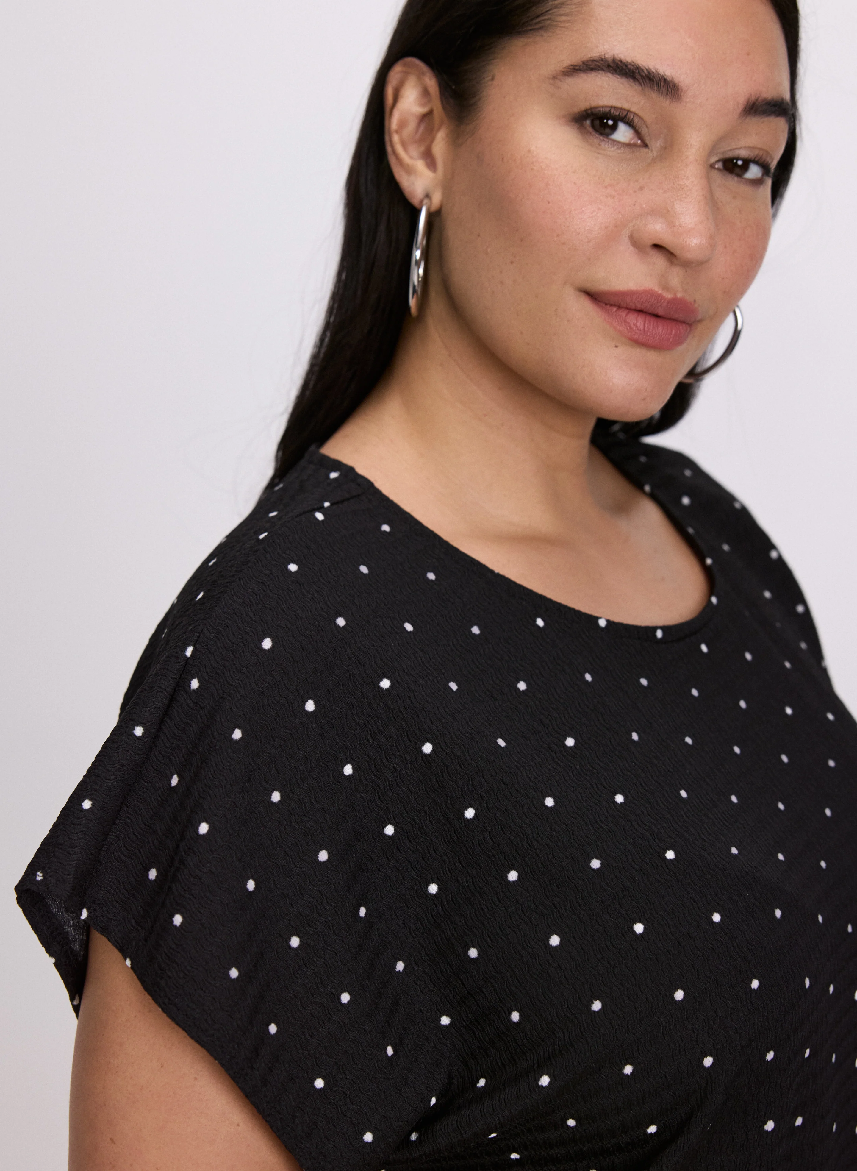 Polka Dot Bubble Knit Top