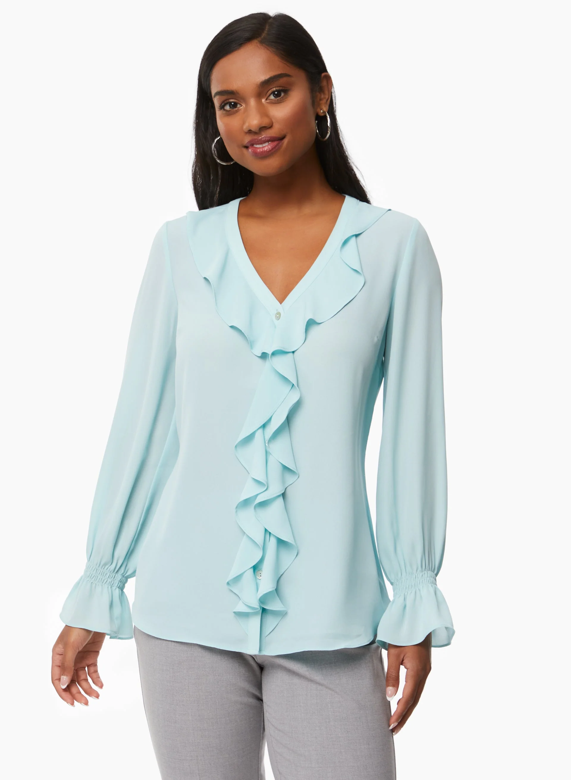 V-Neck Ruffle Blouse