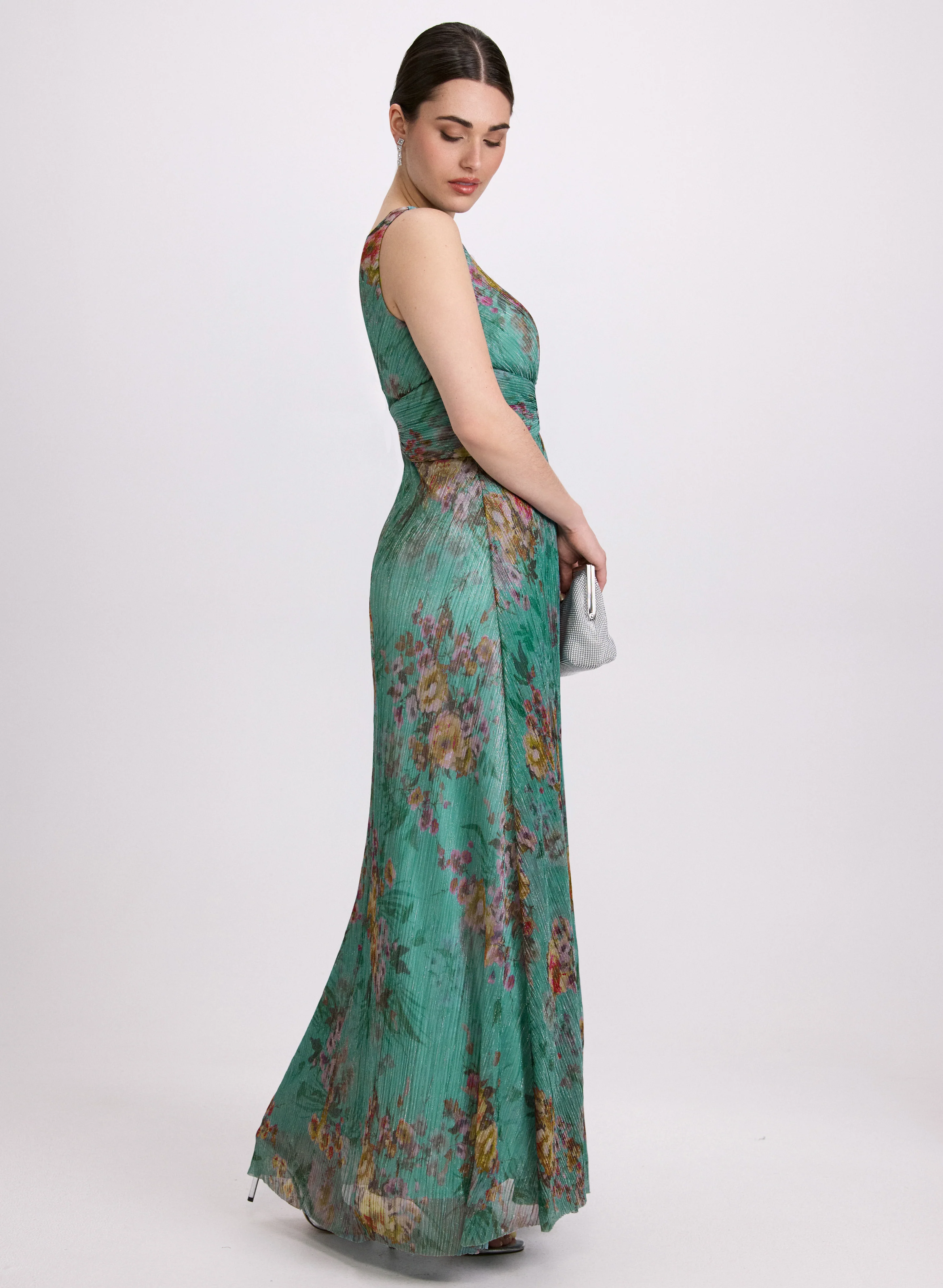 Plissé Floral Dress