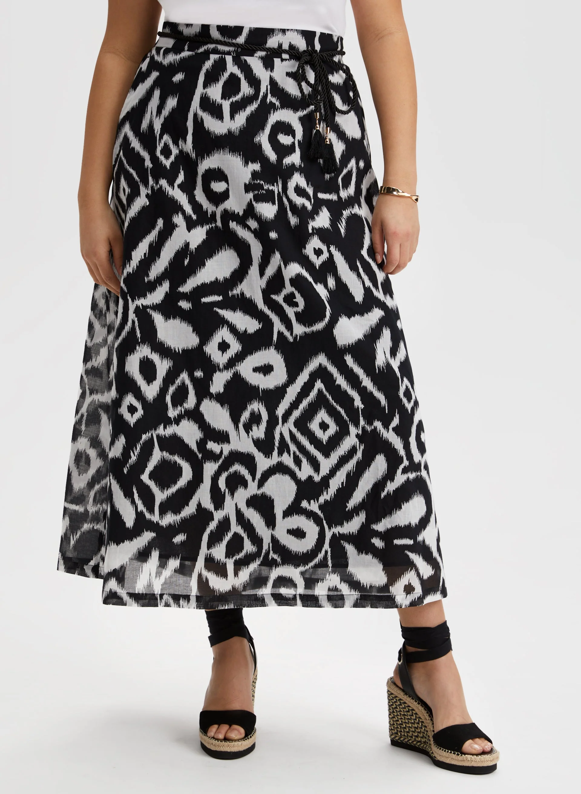 Abstract Print Maxi Skirt