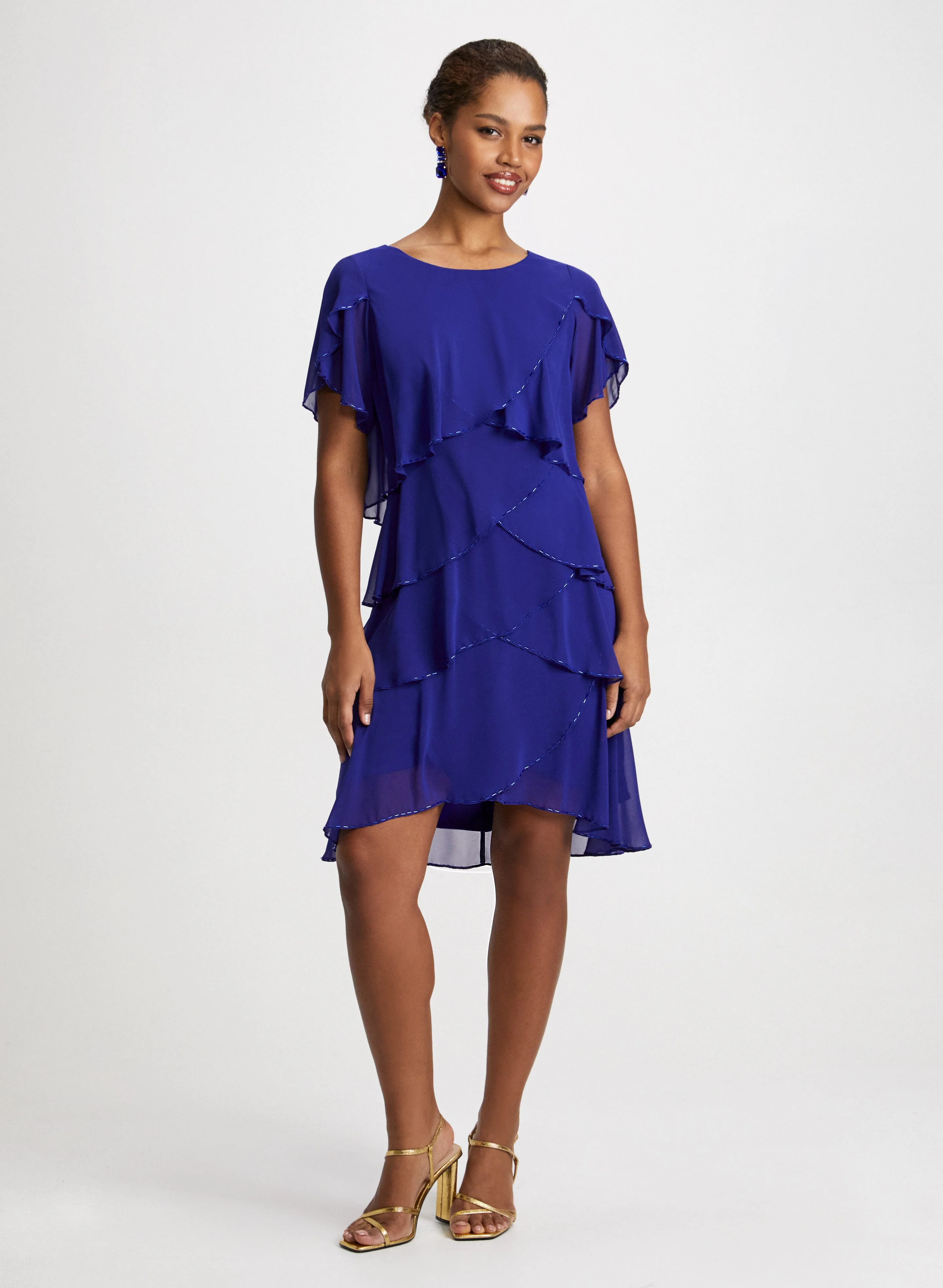 Tiered Flutter Sleeve Dress