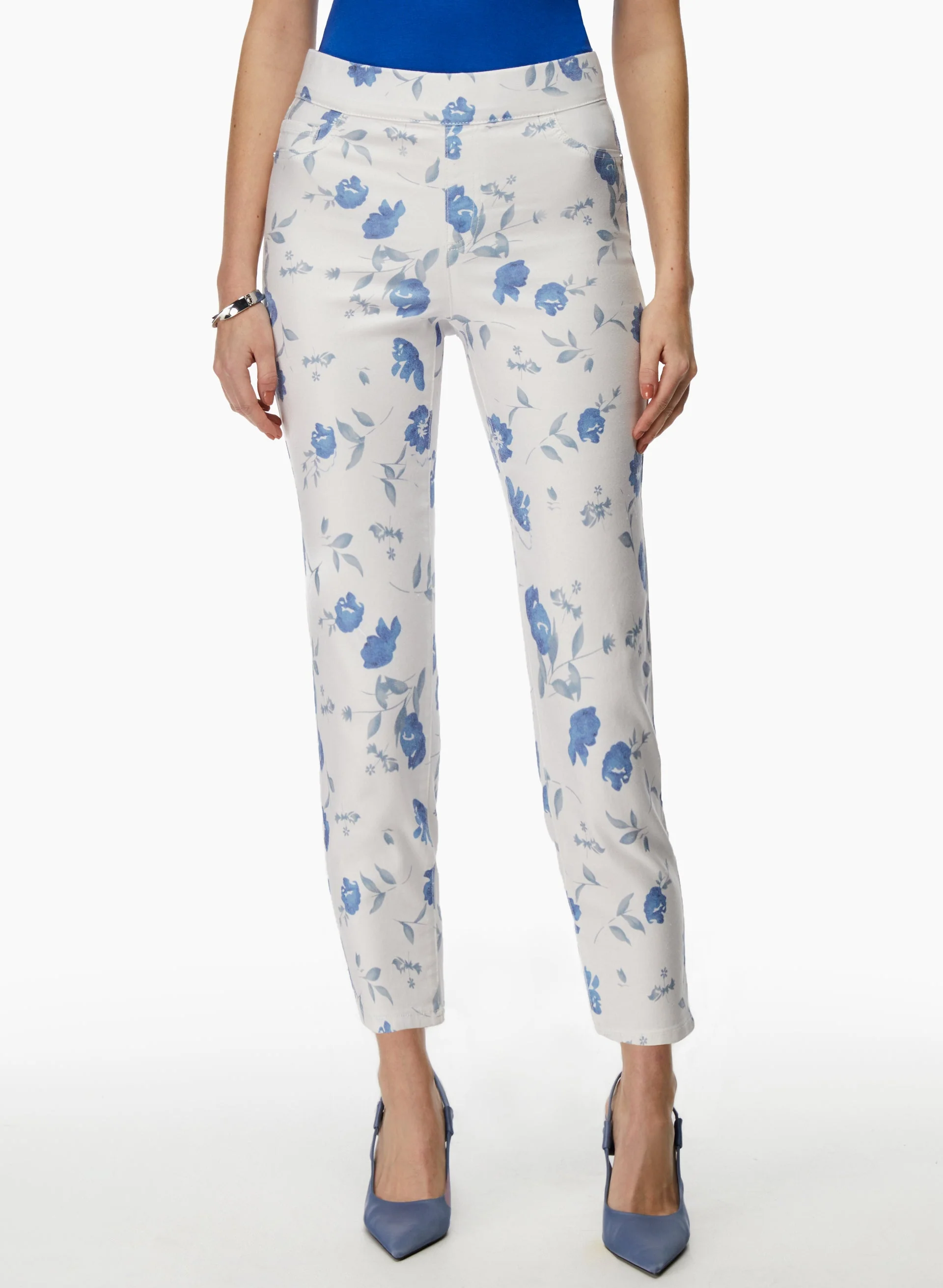 Pull-On Floral Print Jeans