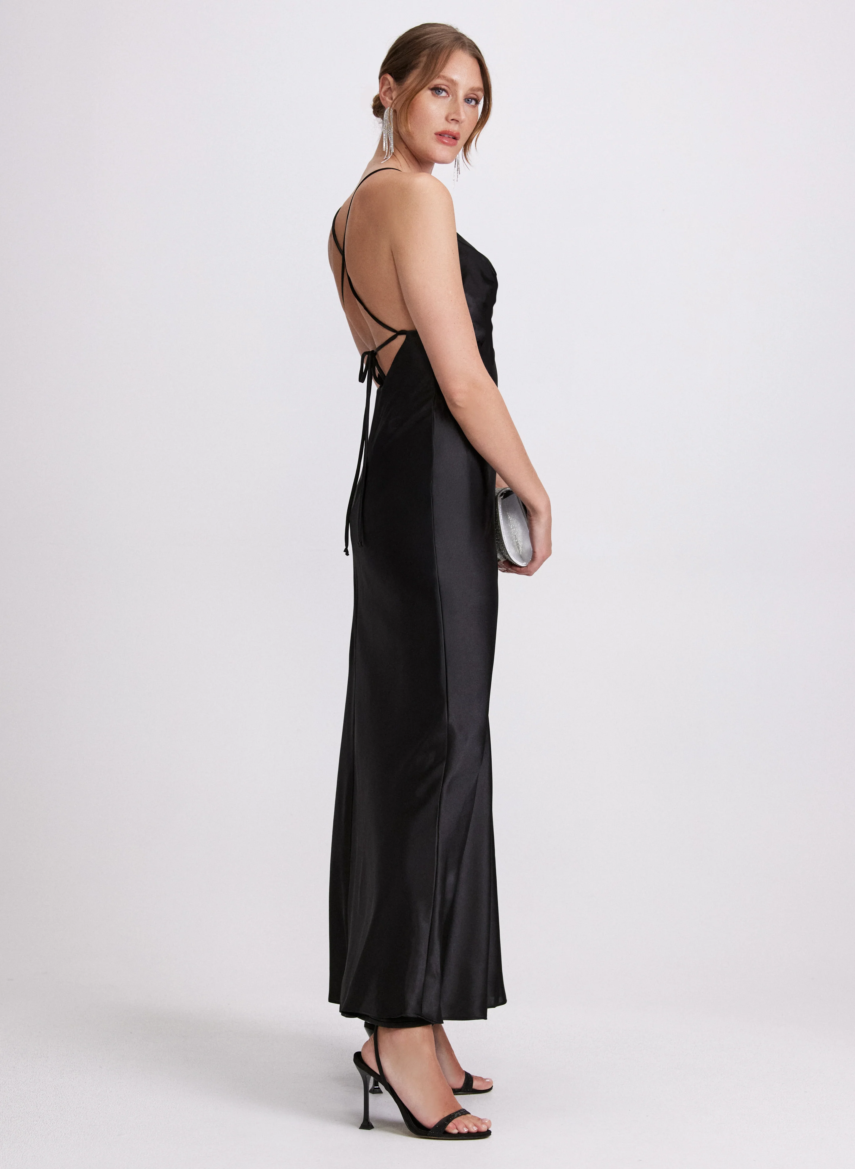 Cowl Neck Satin Dress