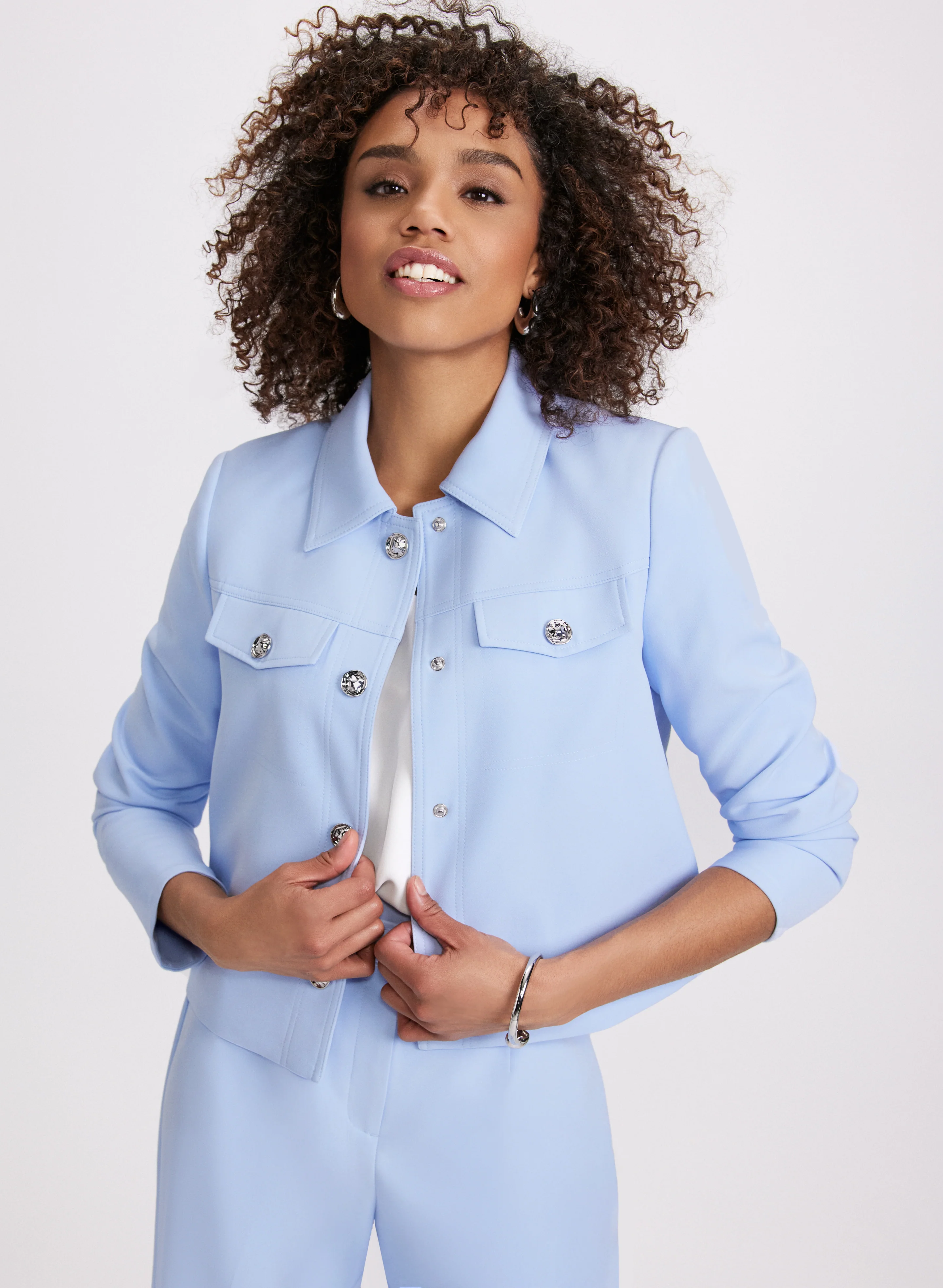 Short Embossed Button Jacket