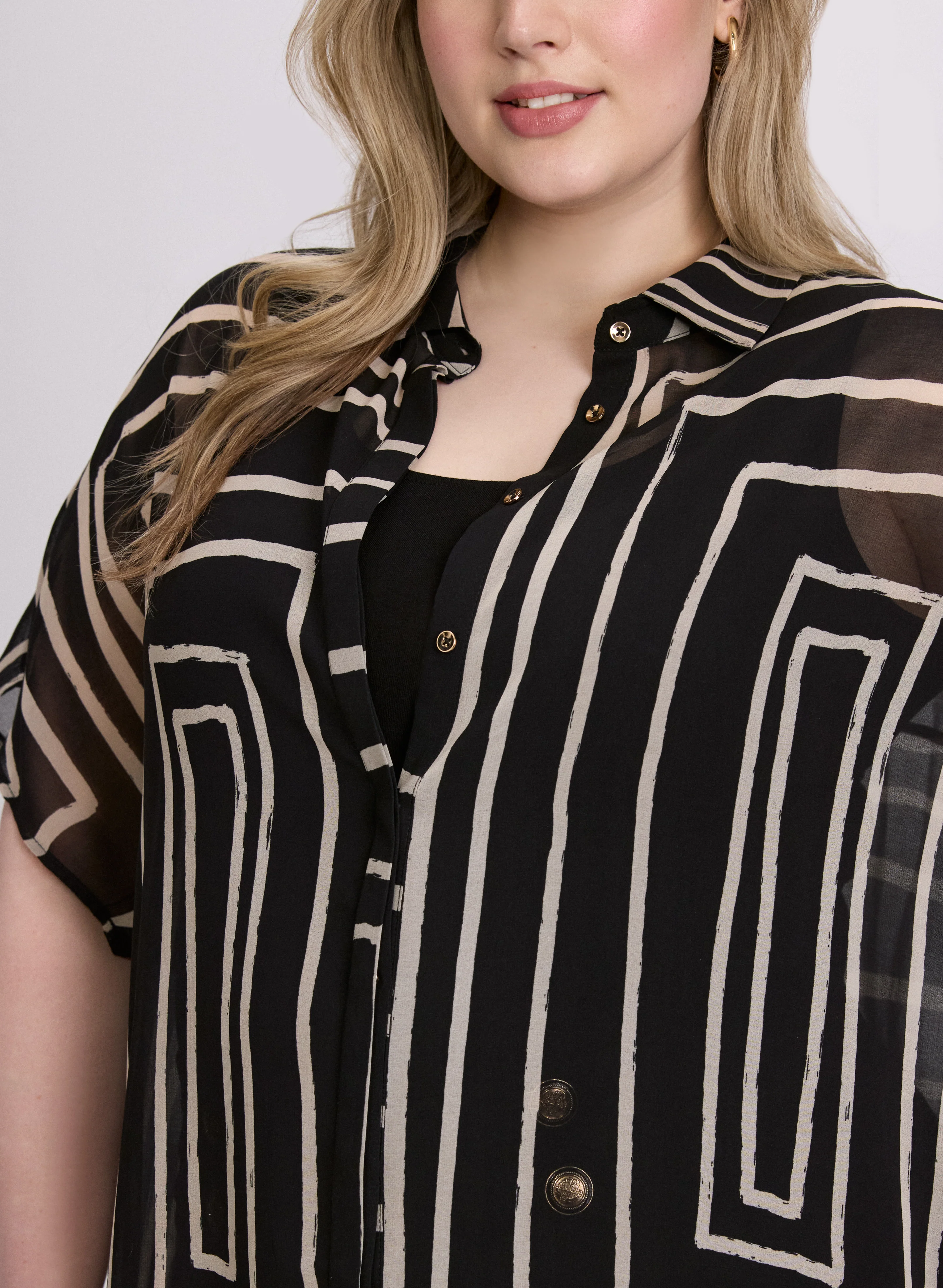 Joseph Ribkoff - Geometric Button-Down Tunic