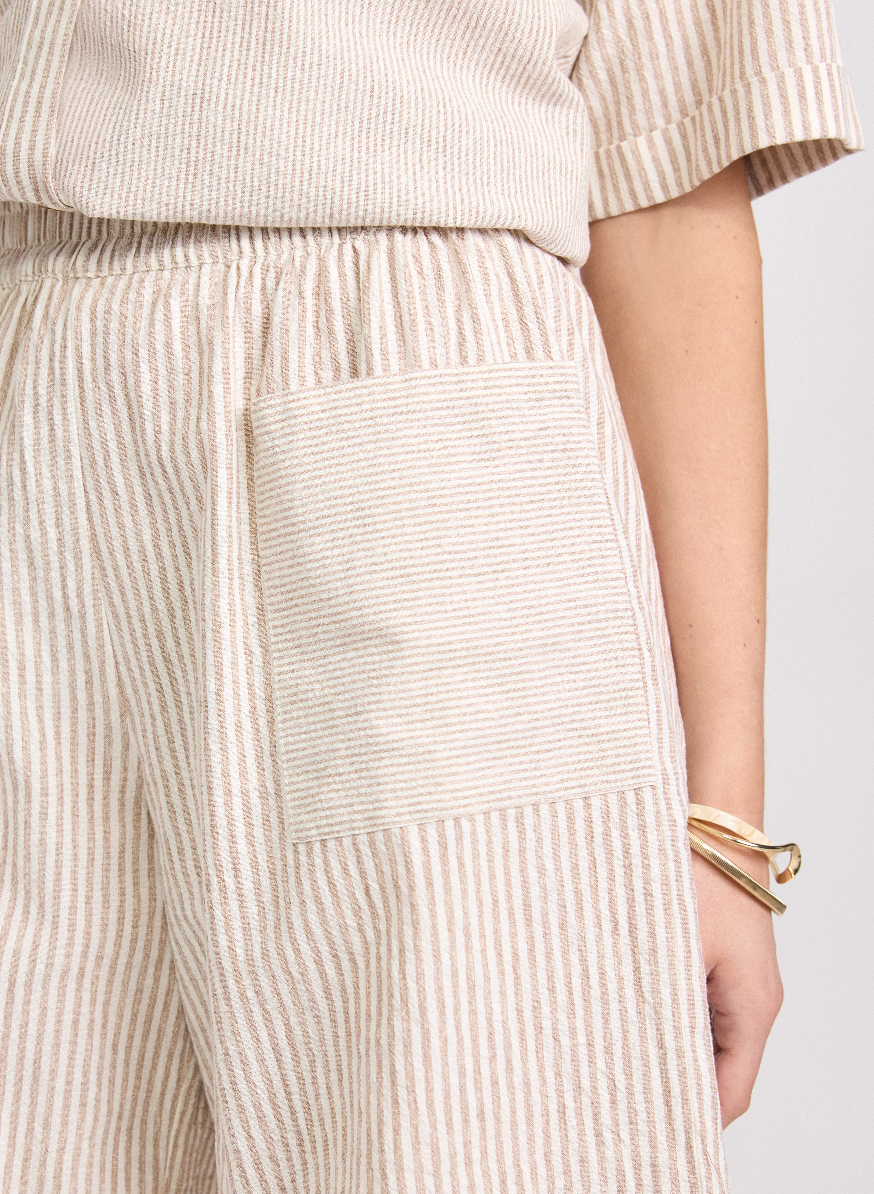 Striped Cotton Shorts