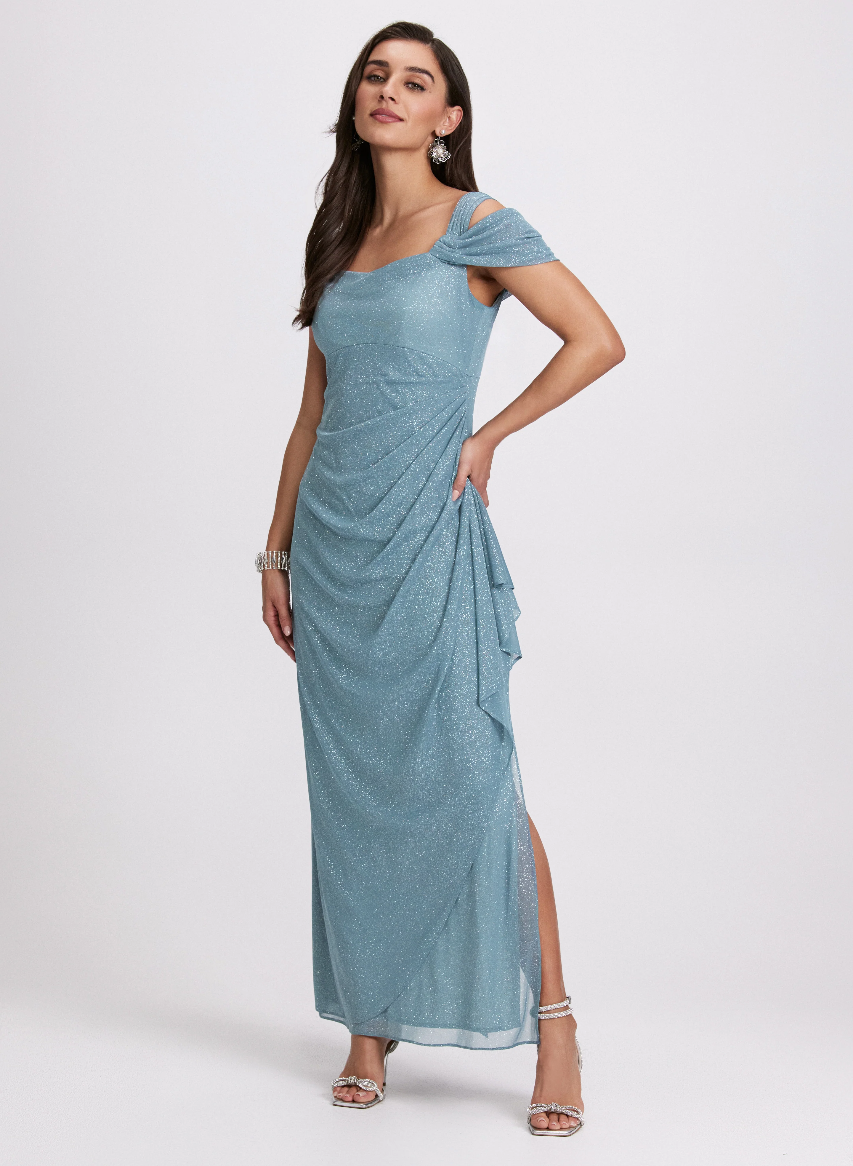 Draped Glitter Dress